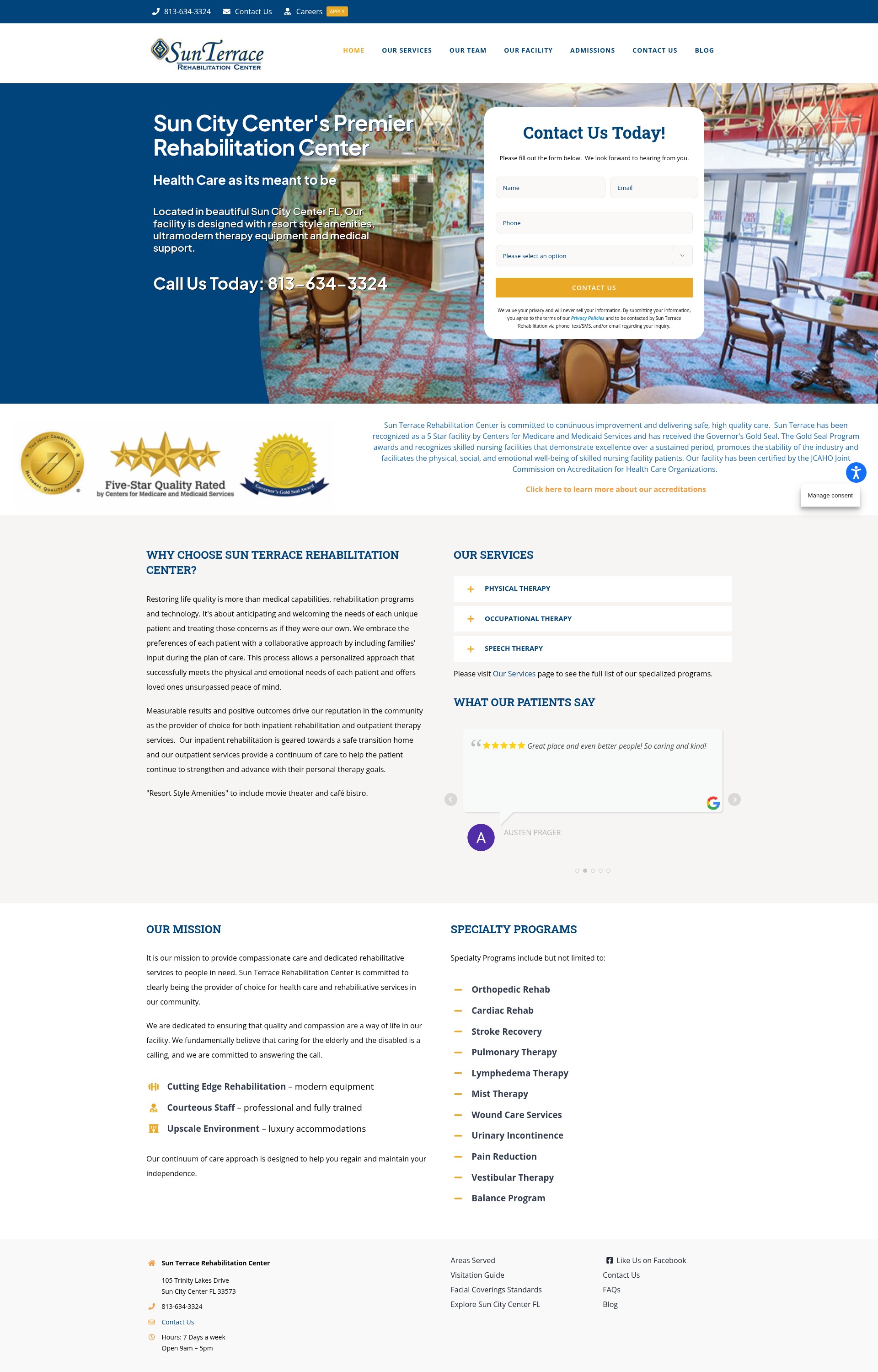 Screenshot of sunterracerehab.com