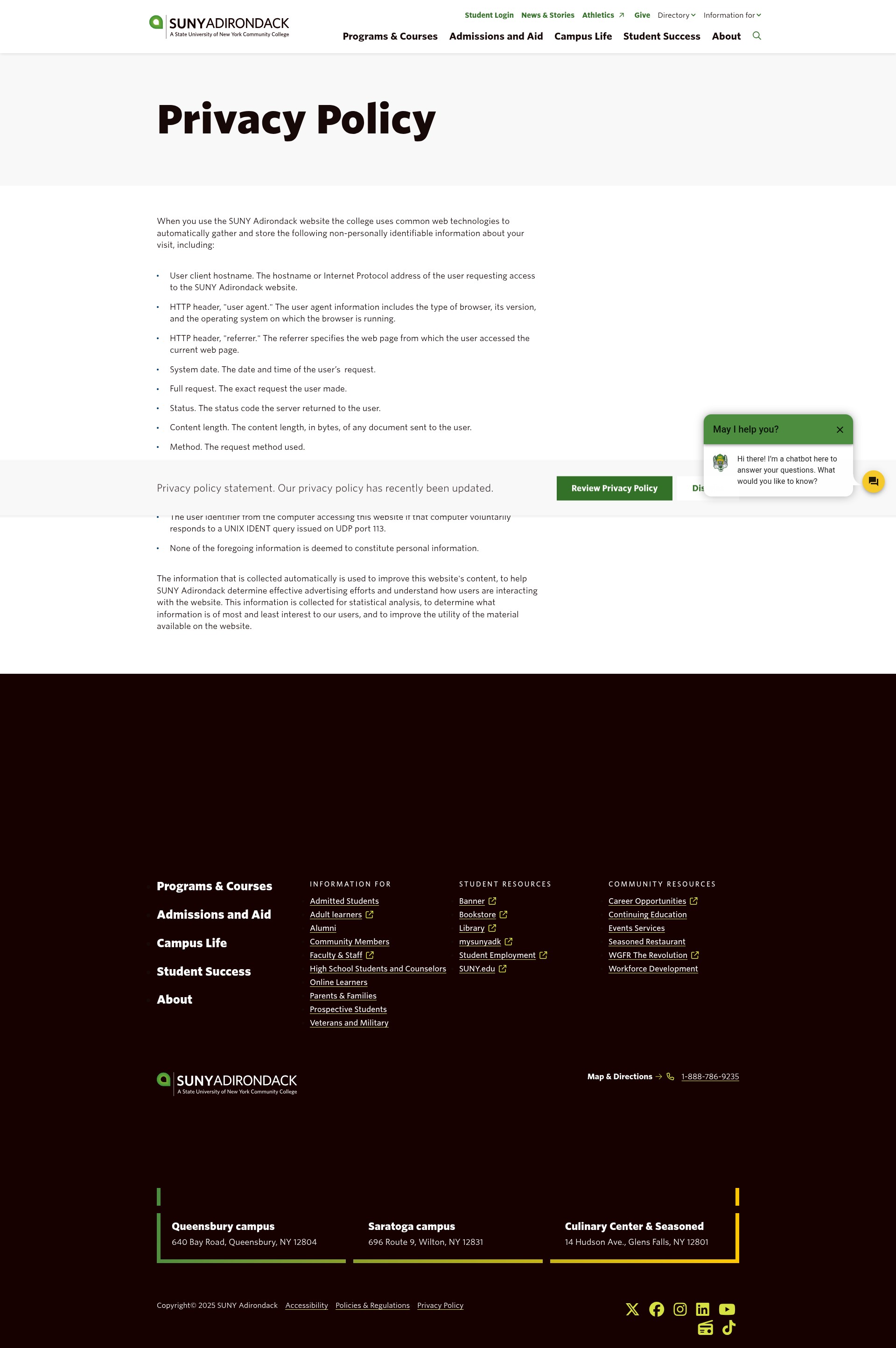 Screenshot of sunyacc.edu