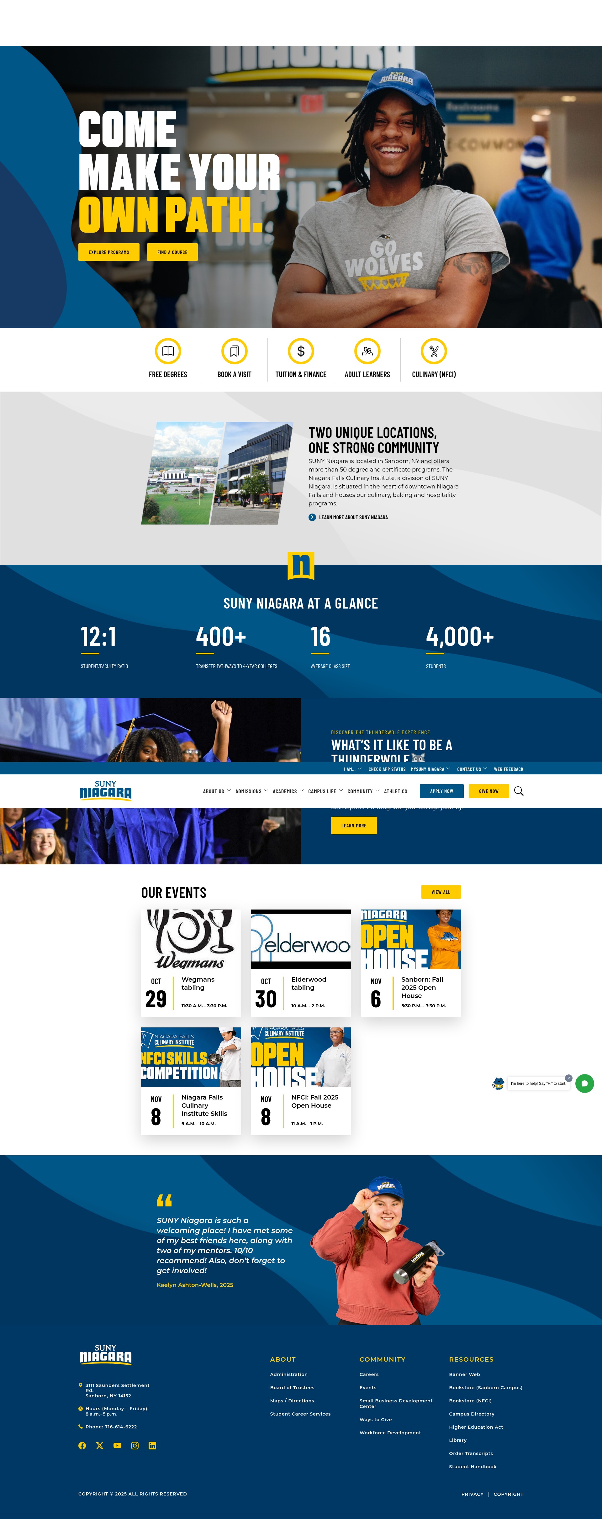 Screenshot of sunyniagara.edu