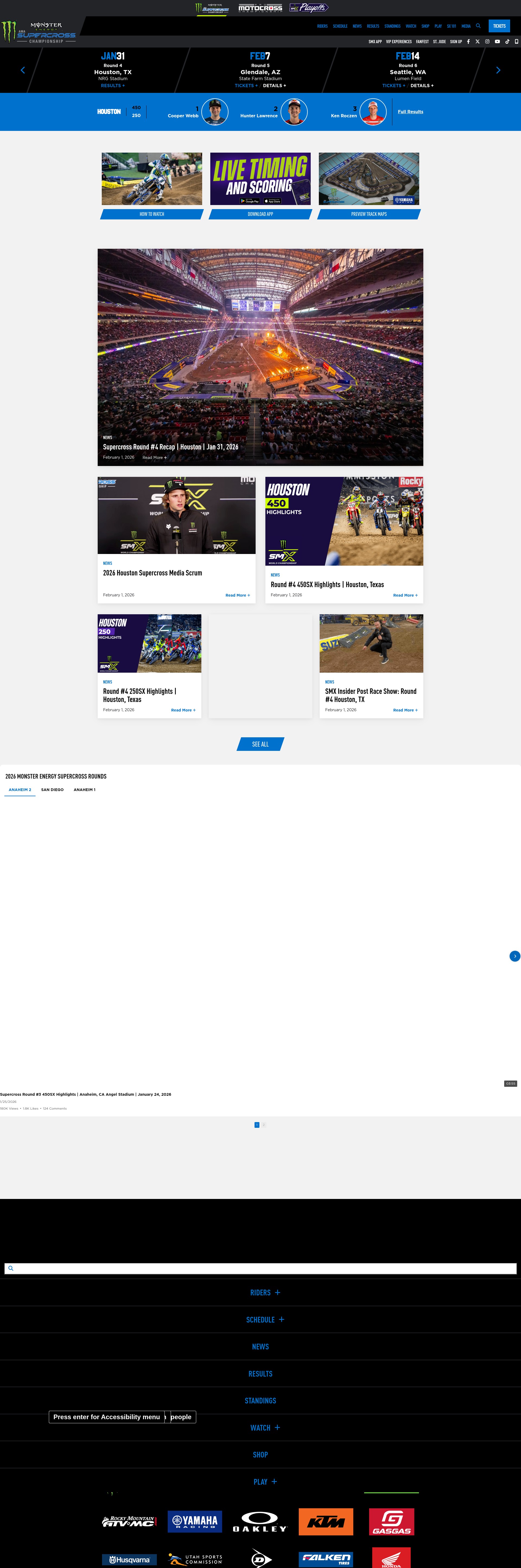 Screenshot of supercrosslive.com