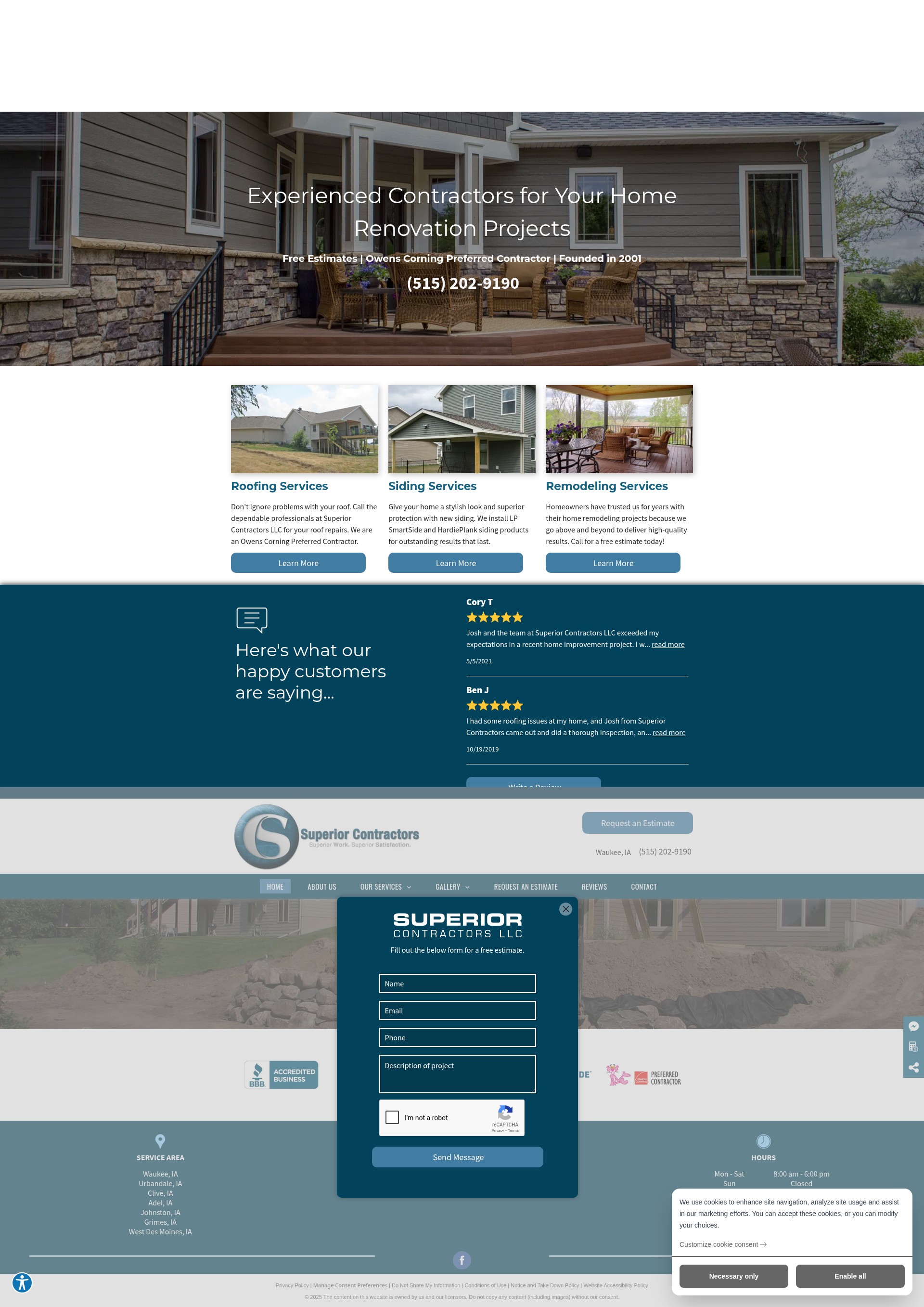 Screenshot of superiorcontractorsiowa.com