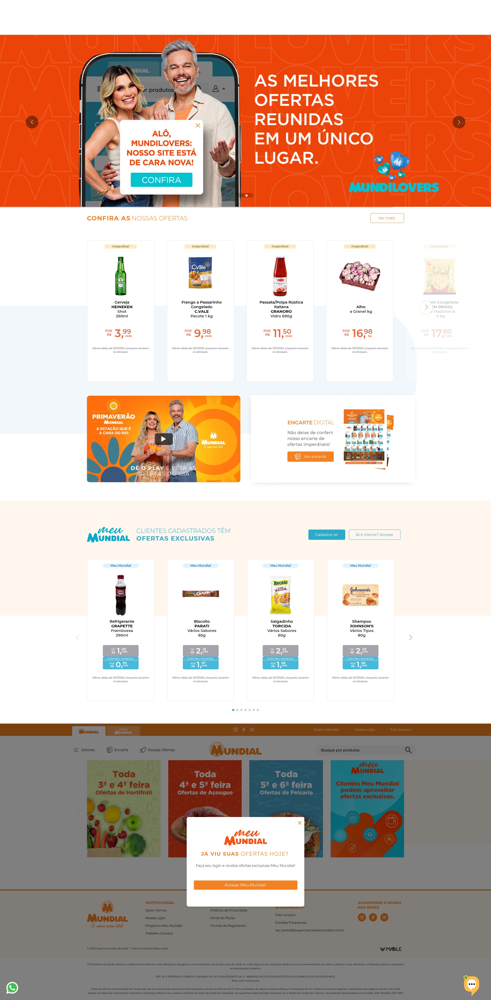 Screenshot of supermercadosmundial.com.br