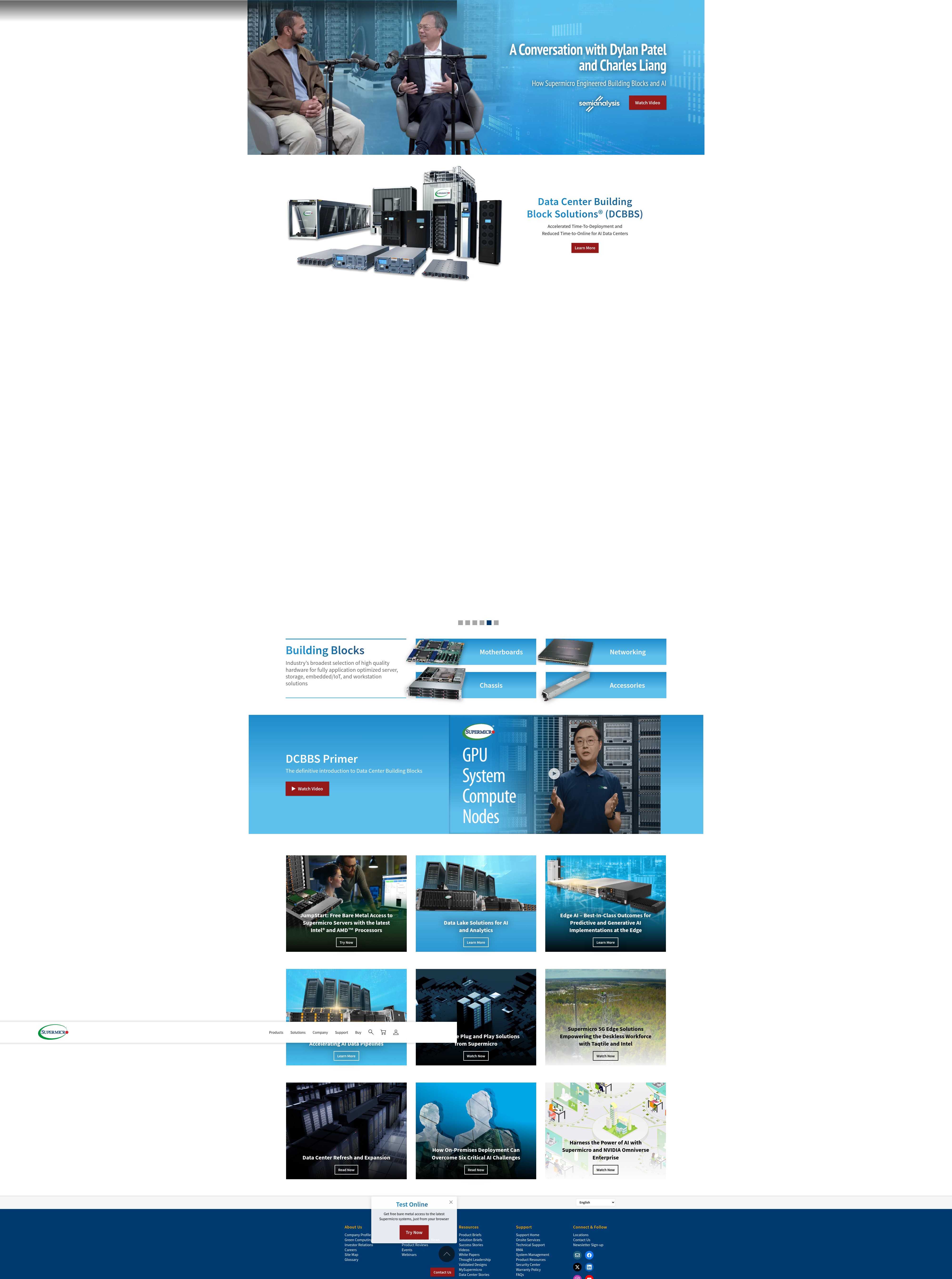 Screenshot of supermicro.com