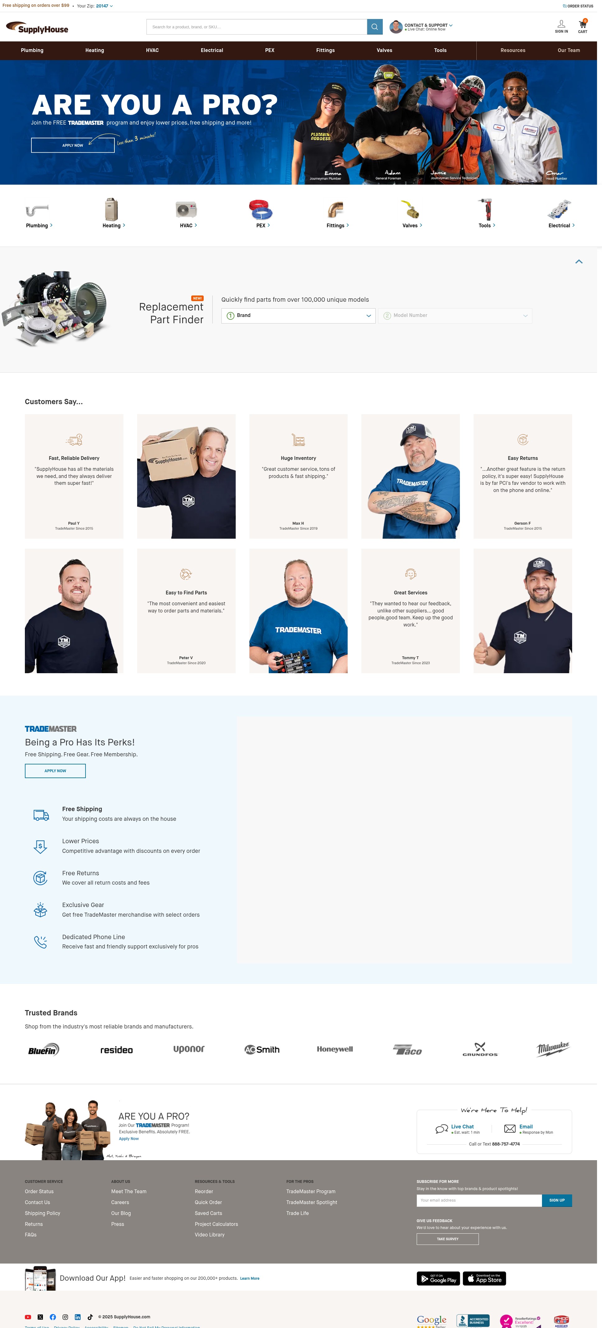 Screenshot of supplyhouse.com
