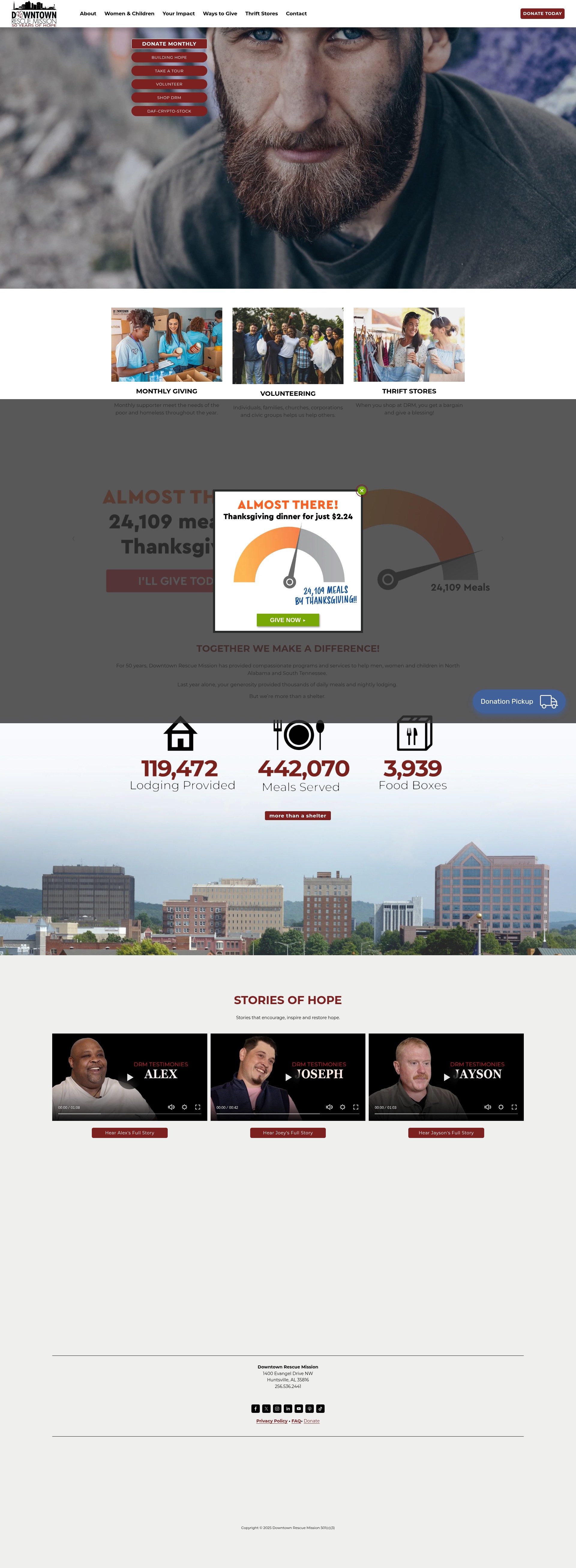 Screenshot of support.downtownrescuemission.org