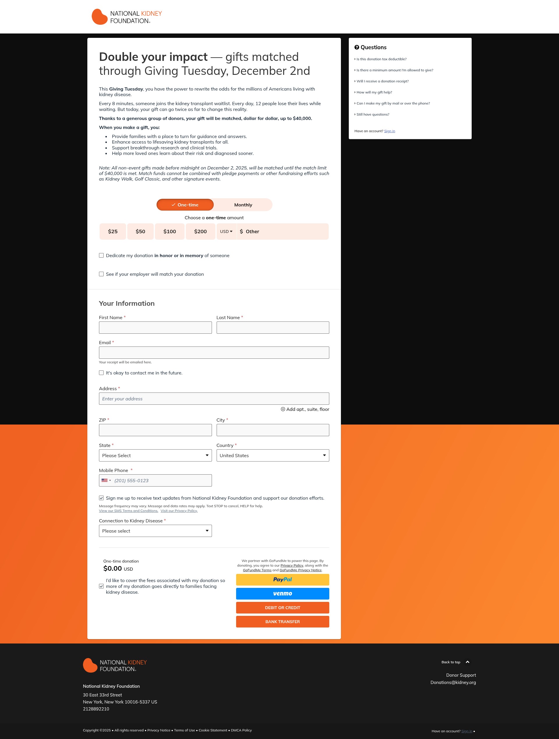 Screenshot of support.kidney.org