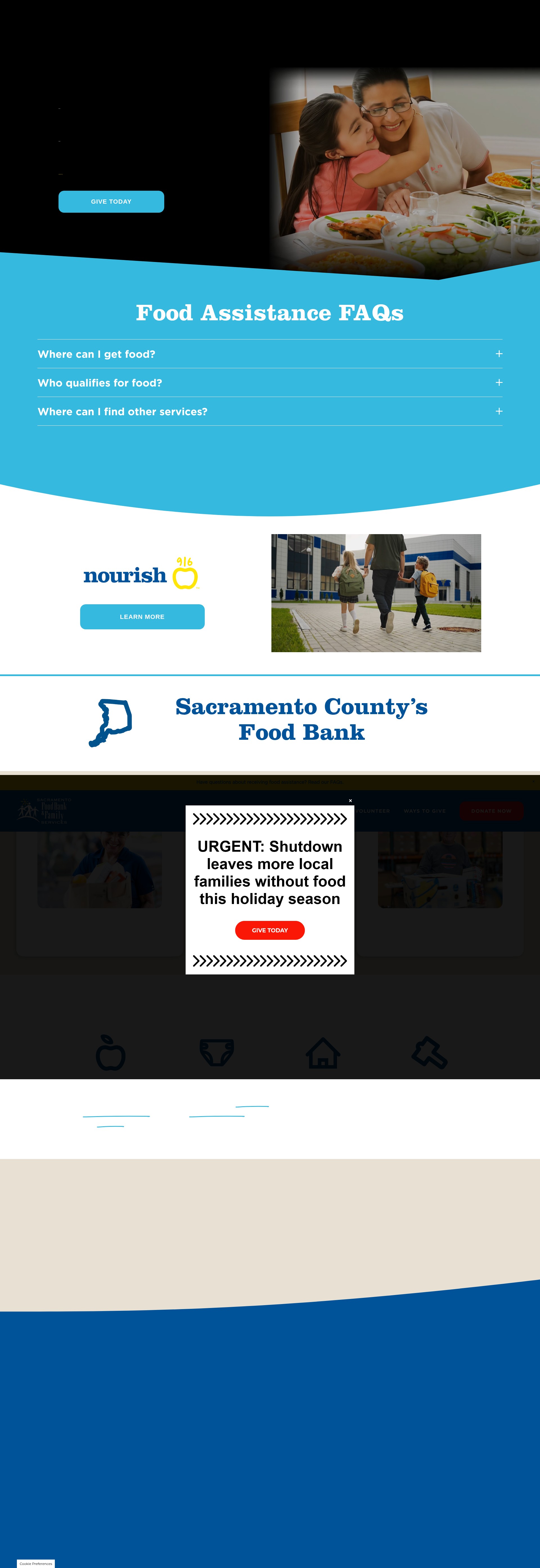 Screenshot of support.sacramentofoodbank.org