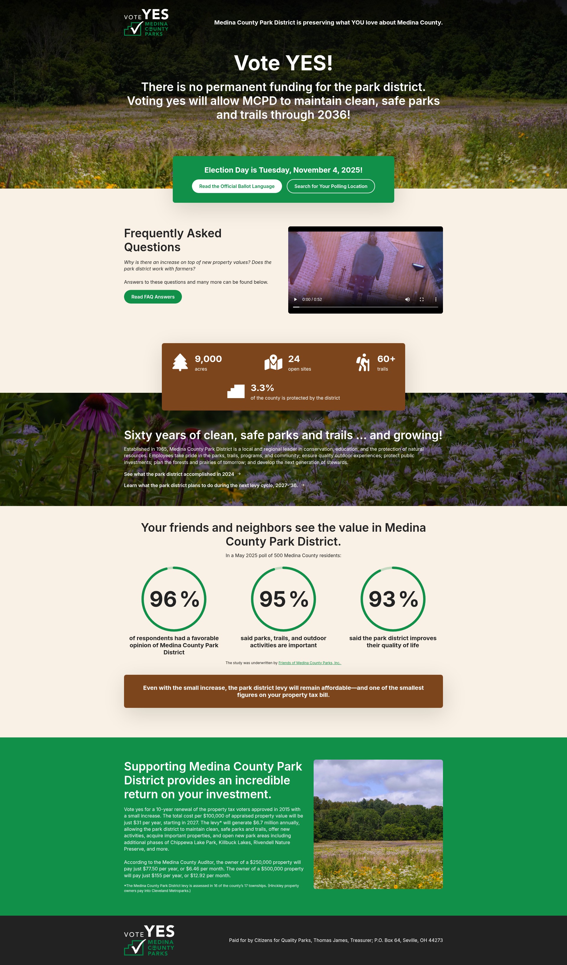 Screenshot of supportmedinacountyparks.com