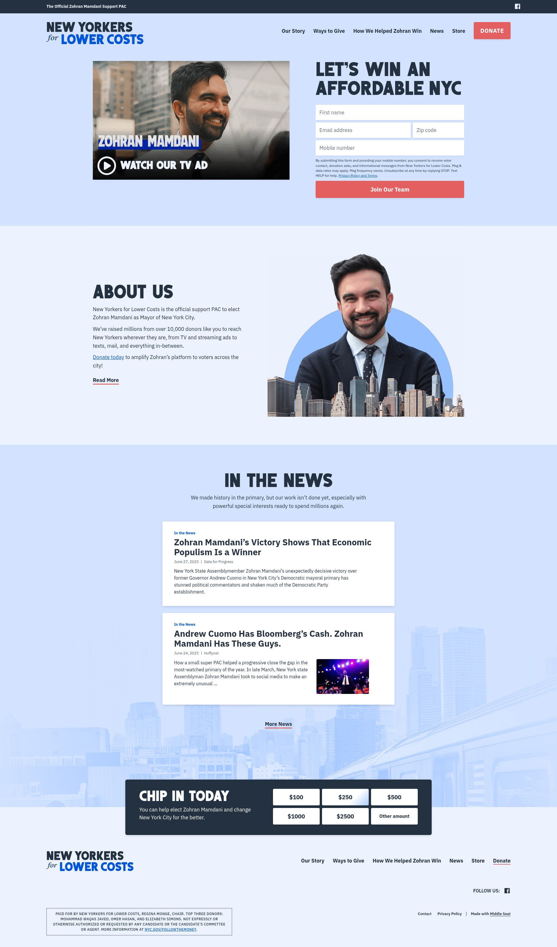 Screenshot of supportzohran.com
