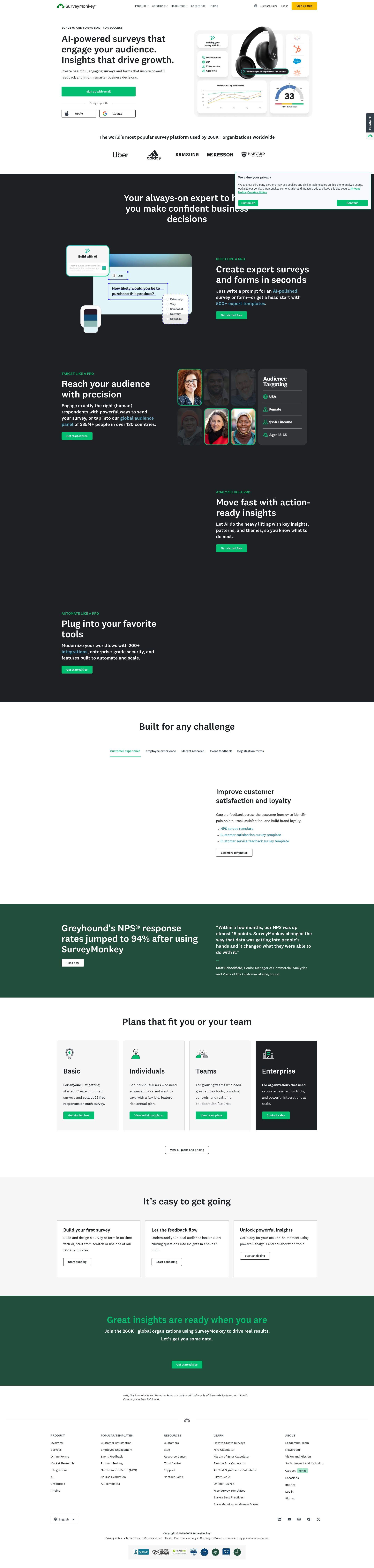 Screenshot of surveymonkey.com