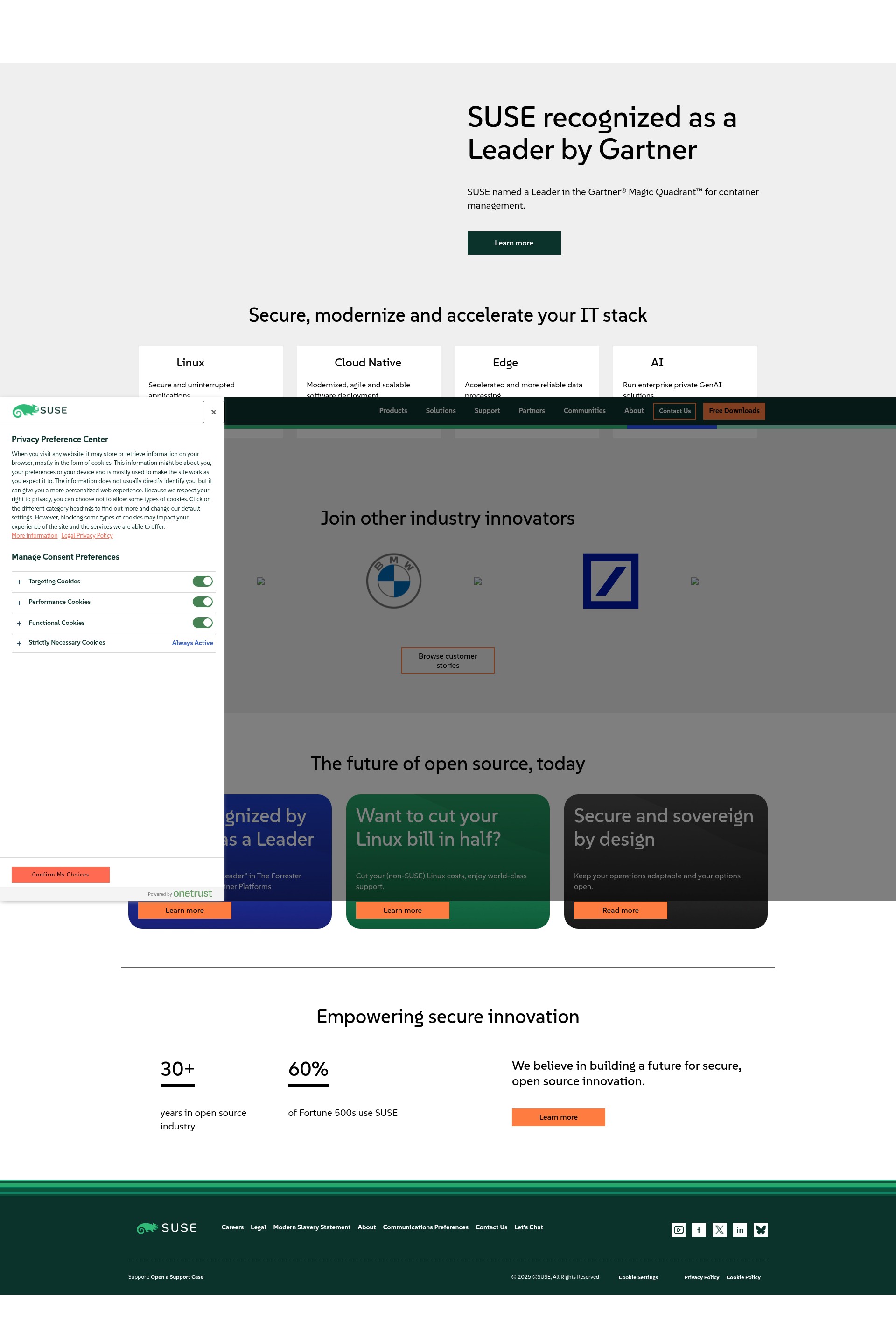 Screenshot of suse.com