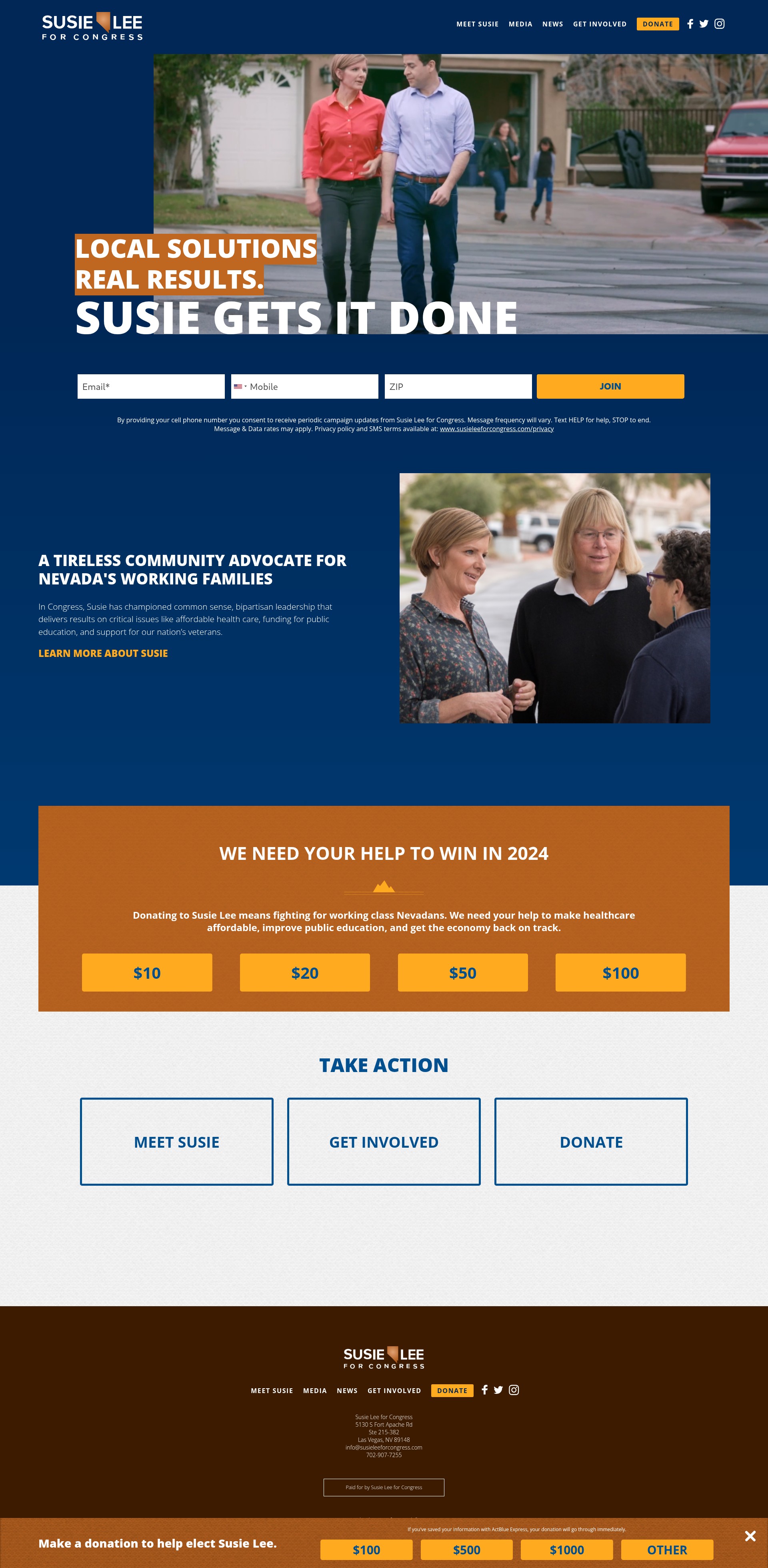 Screenshot of susieleeforcongress.com
