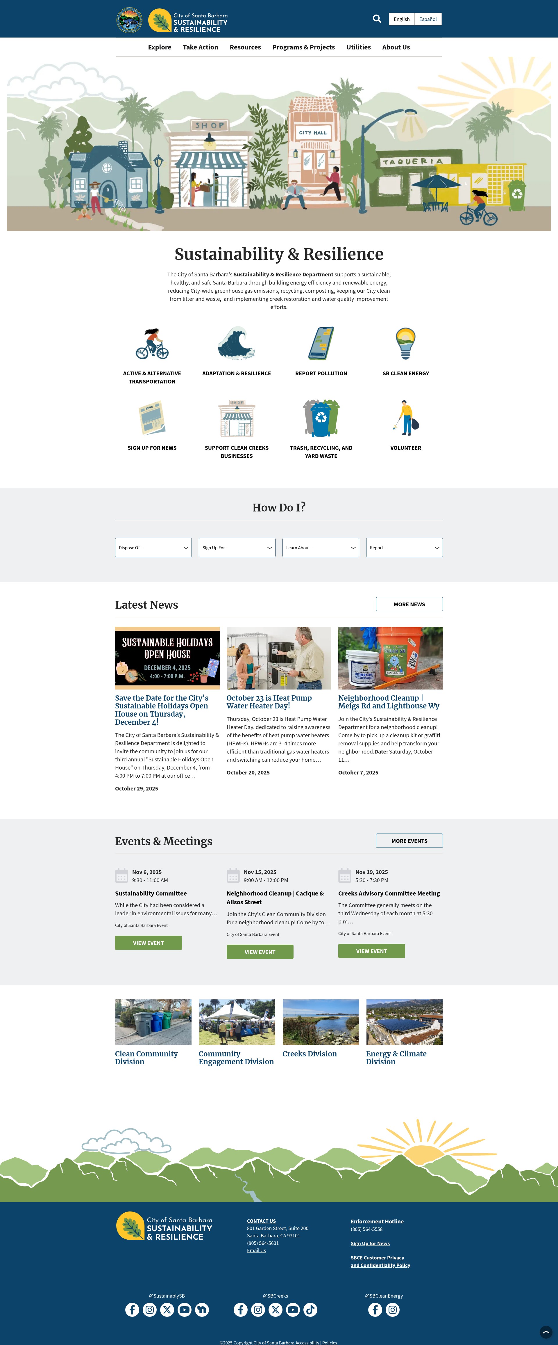 Screenshot of sustainability.santabarbaraca.gov