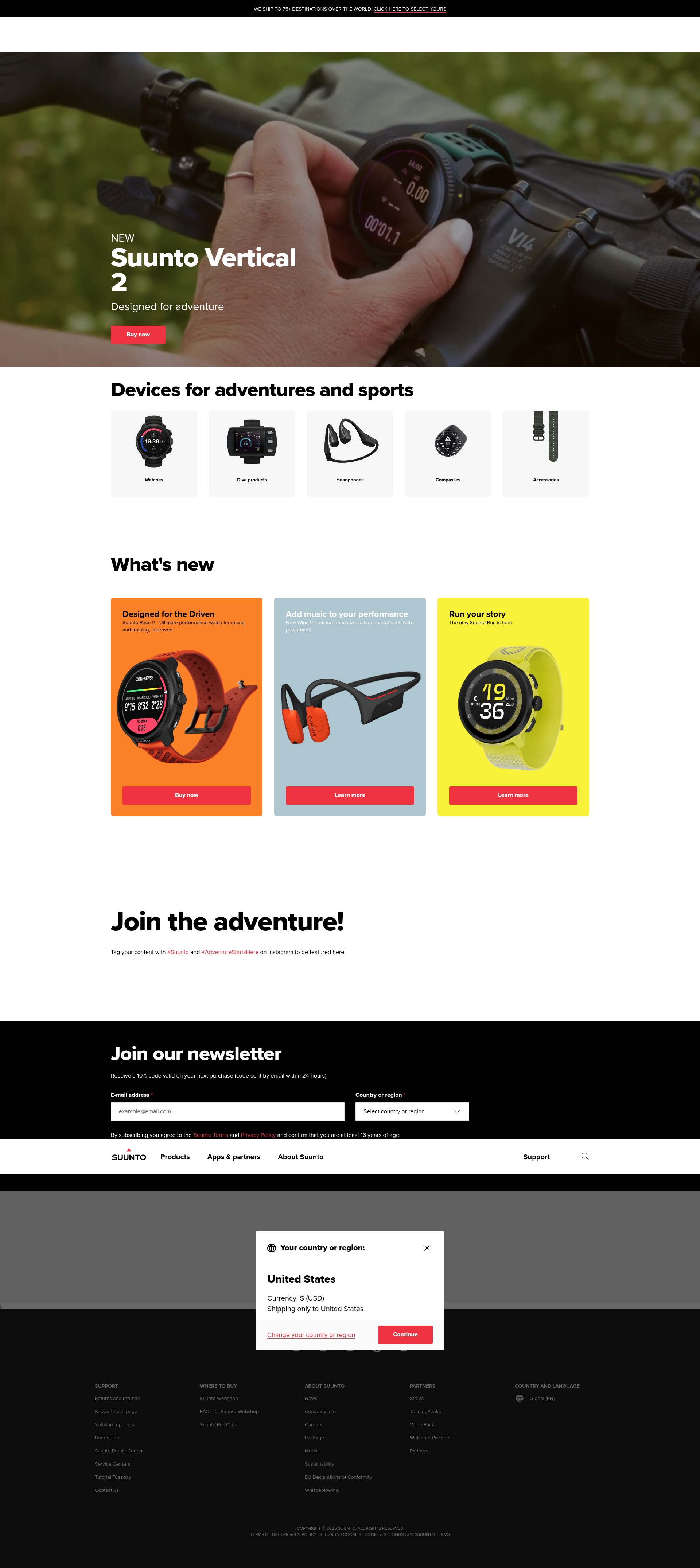 Screenshot of suunto.com