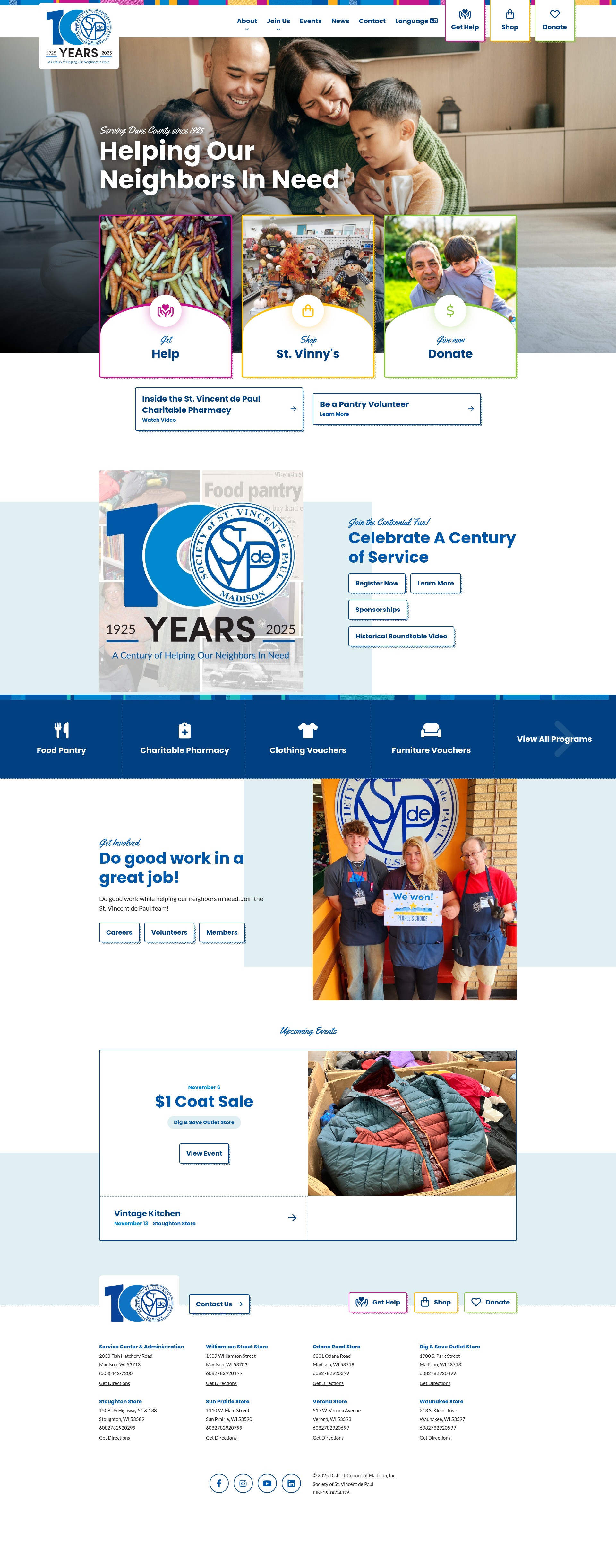 Screenshot of svdpmadison.org