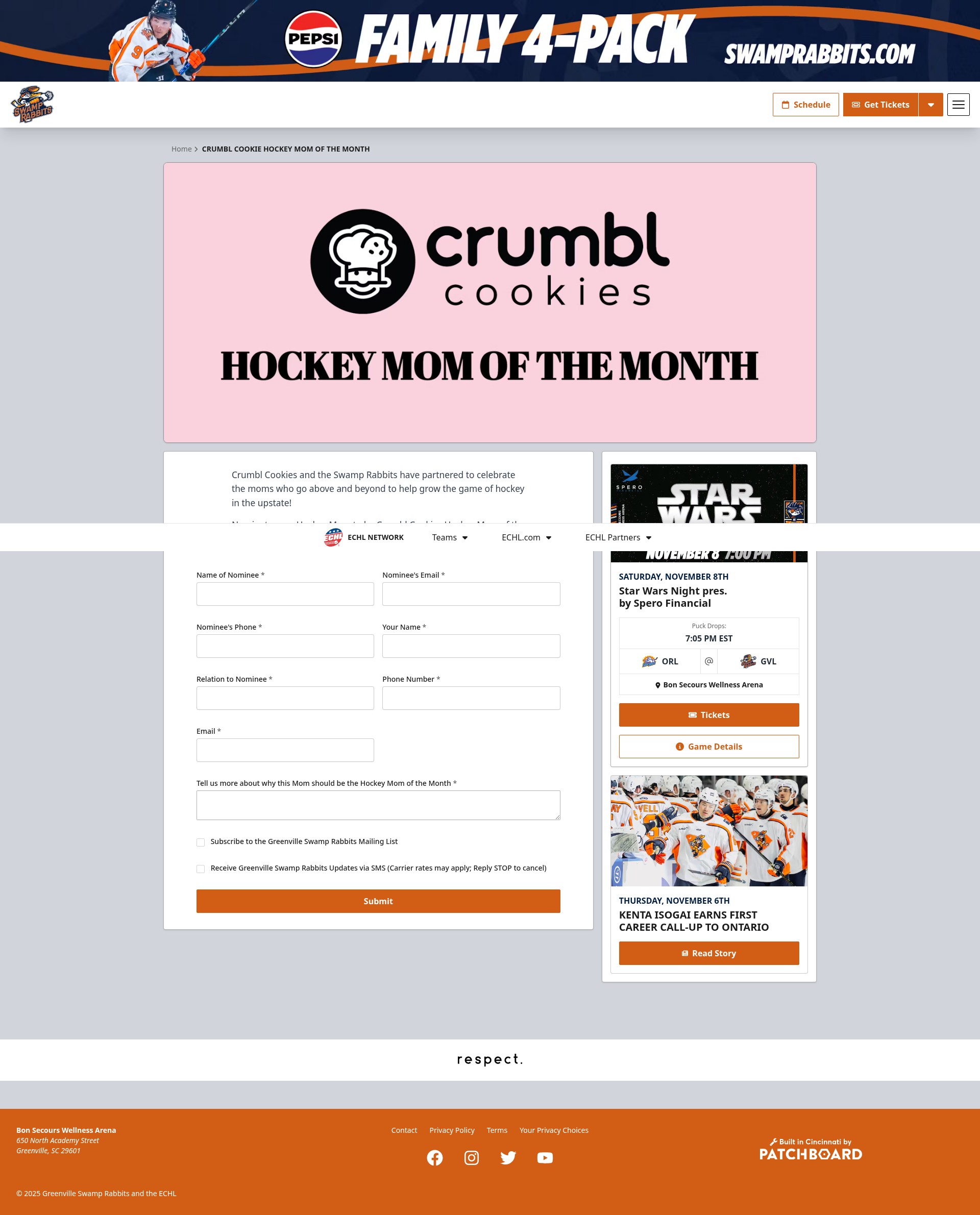 Screenshot of swamprabbits.com