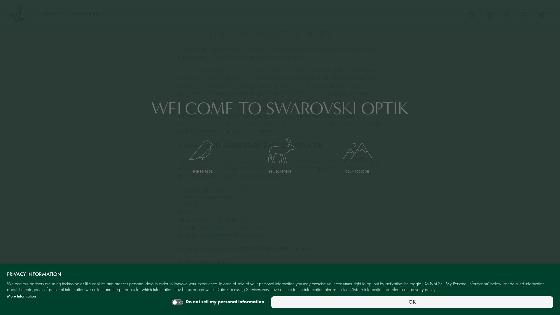 Screenshot of swarovskioptik.com