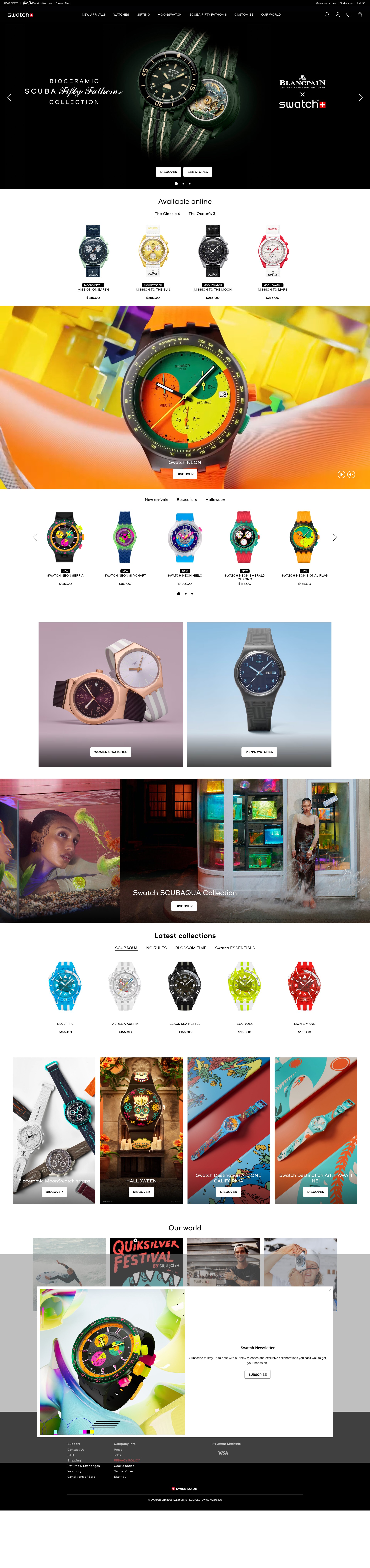Screenshot of swatch.com