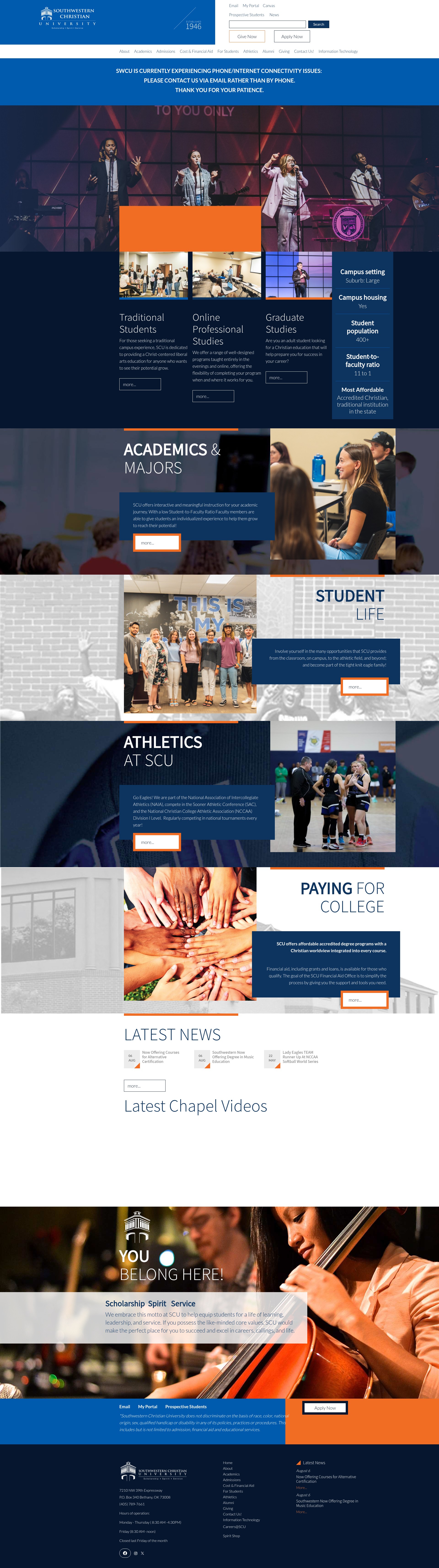 Screenshot of swcu.edu