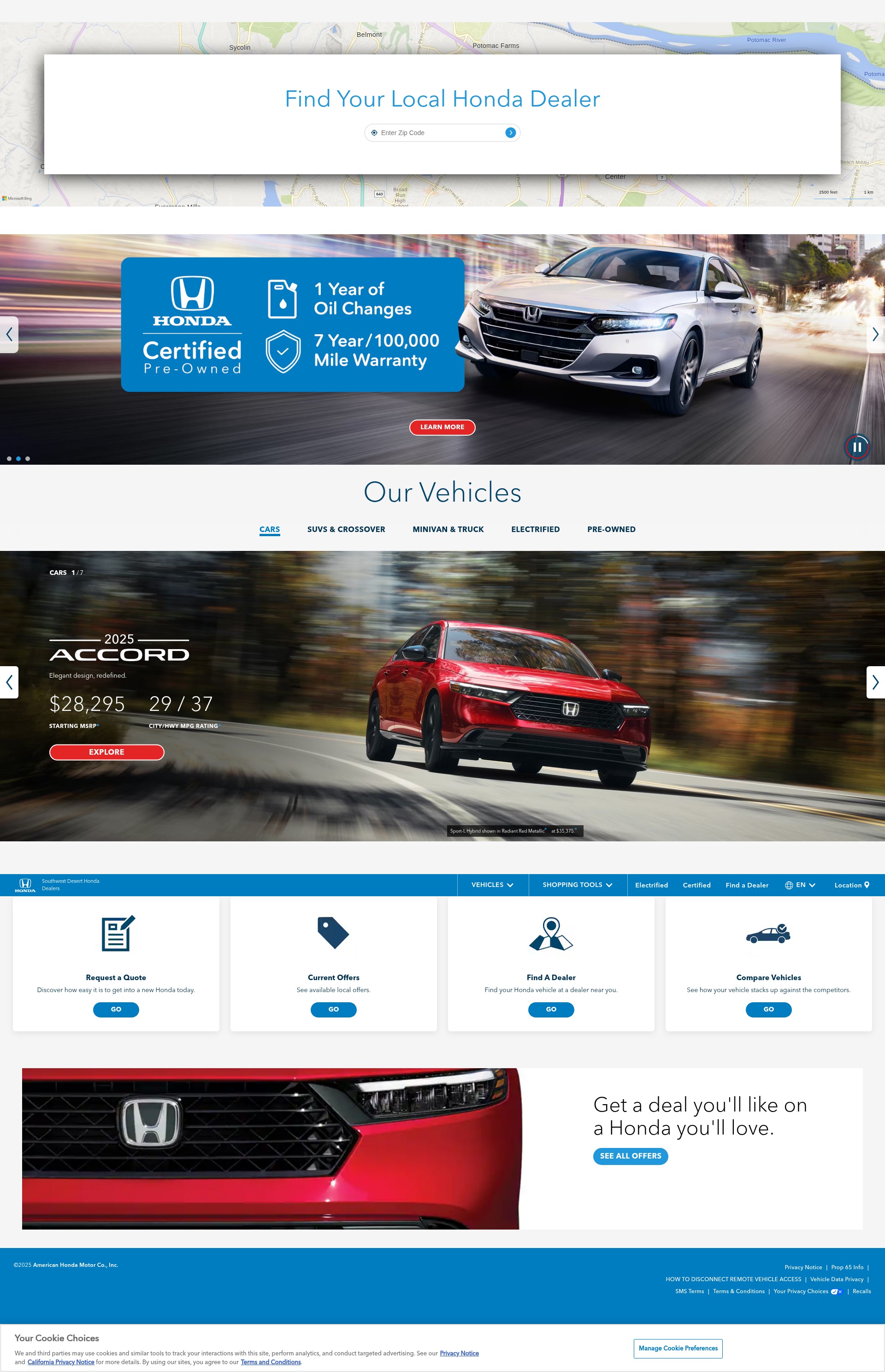 Screenshot of swdesert.hondadealers.com