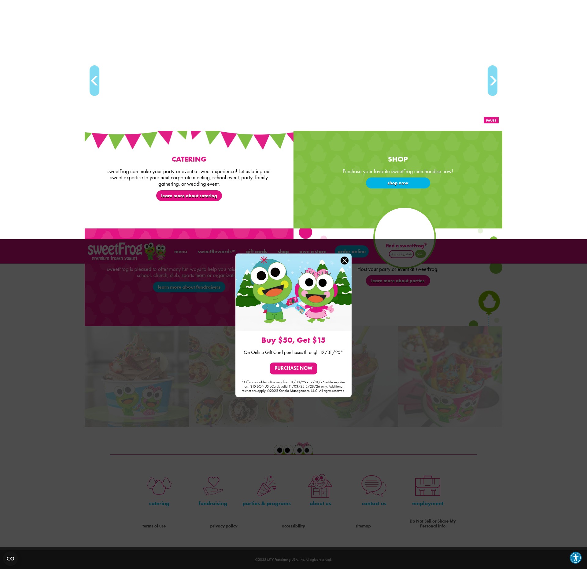 Screenshot of sweetfrog.com