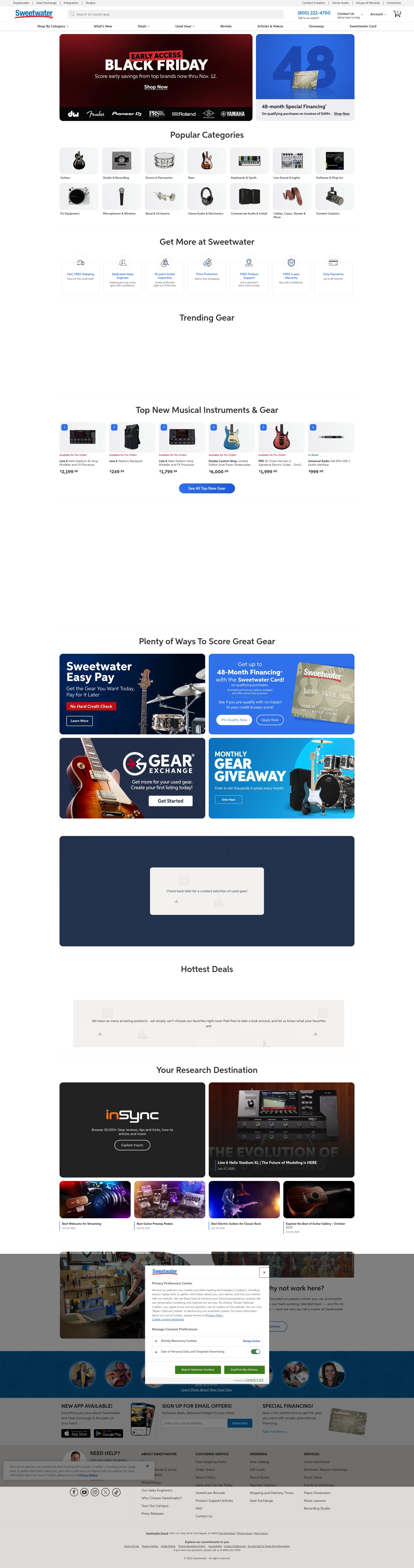 Screenshot of sweetwater.com
