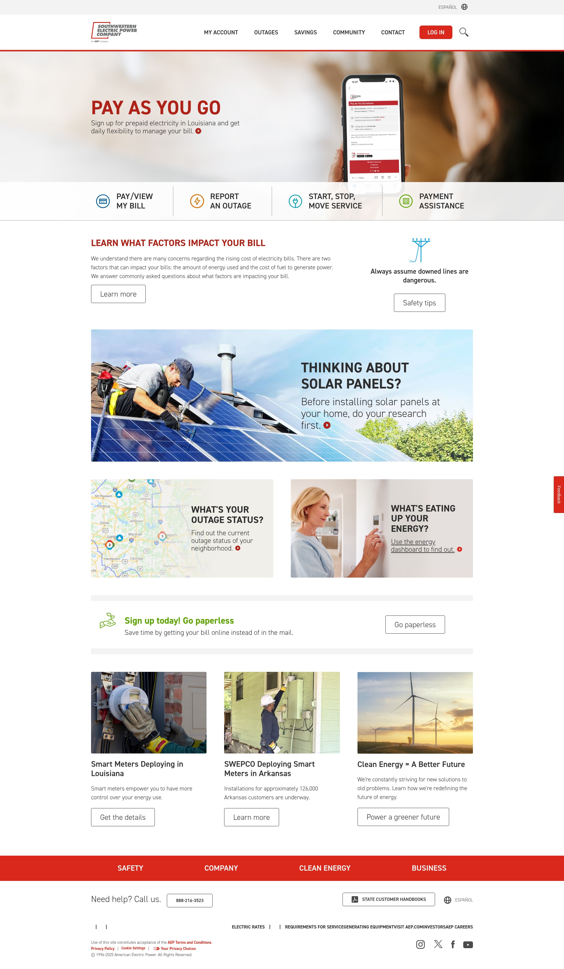 Screenshot of swepco.com
