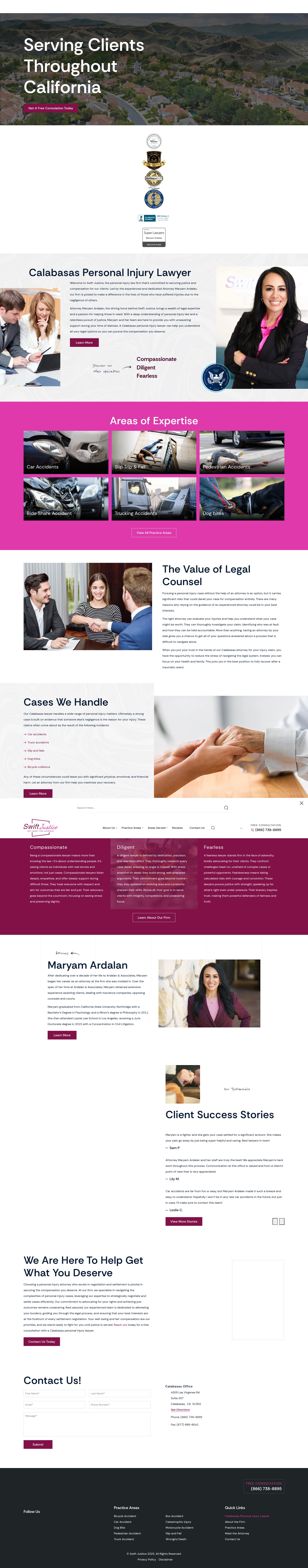 Screenshot of swiftjusticelaw.com