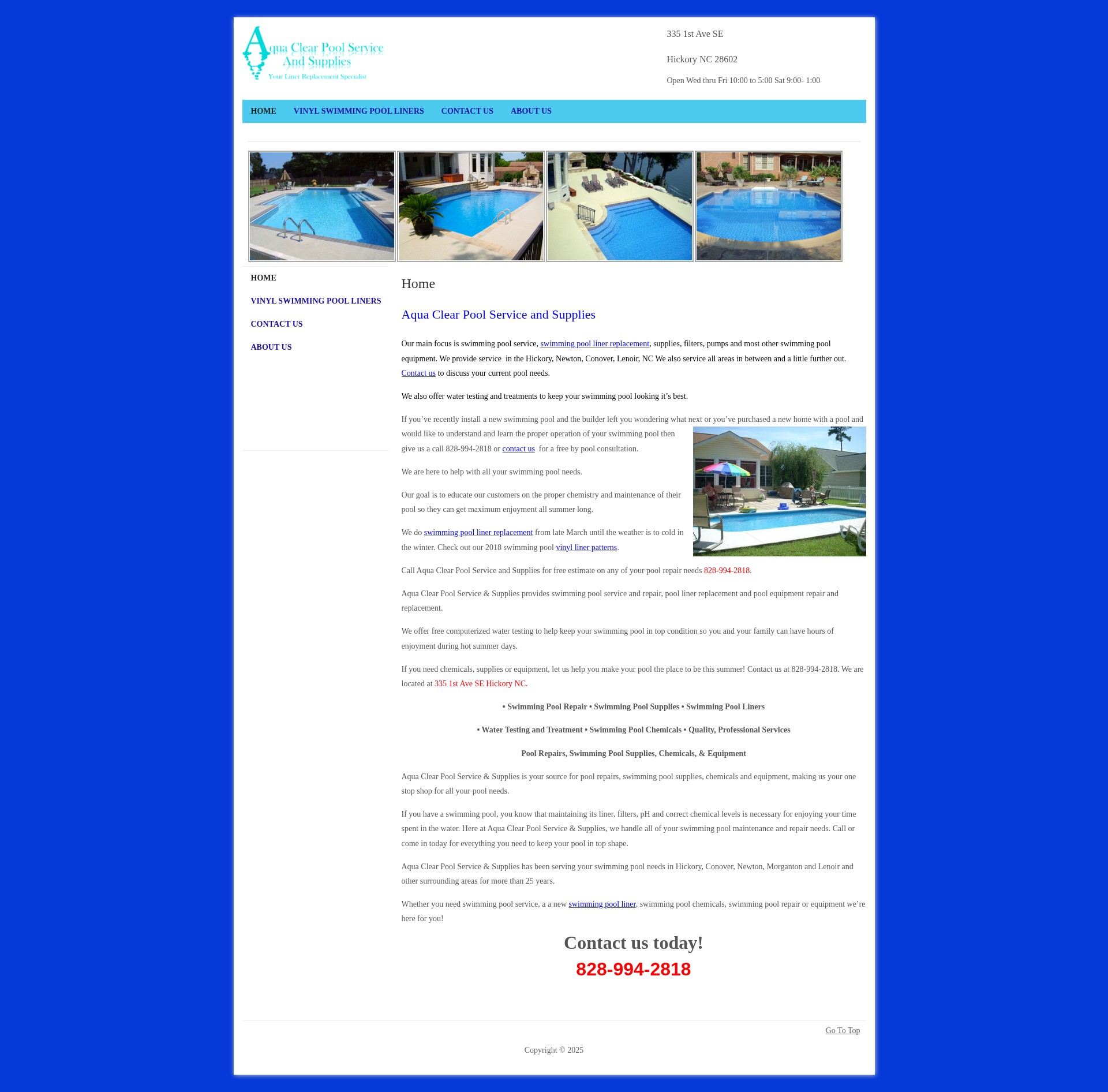 Screenshot of swimmingpoolshickory.com