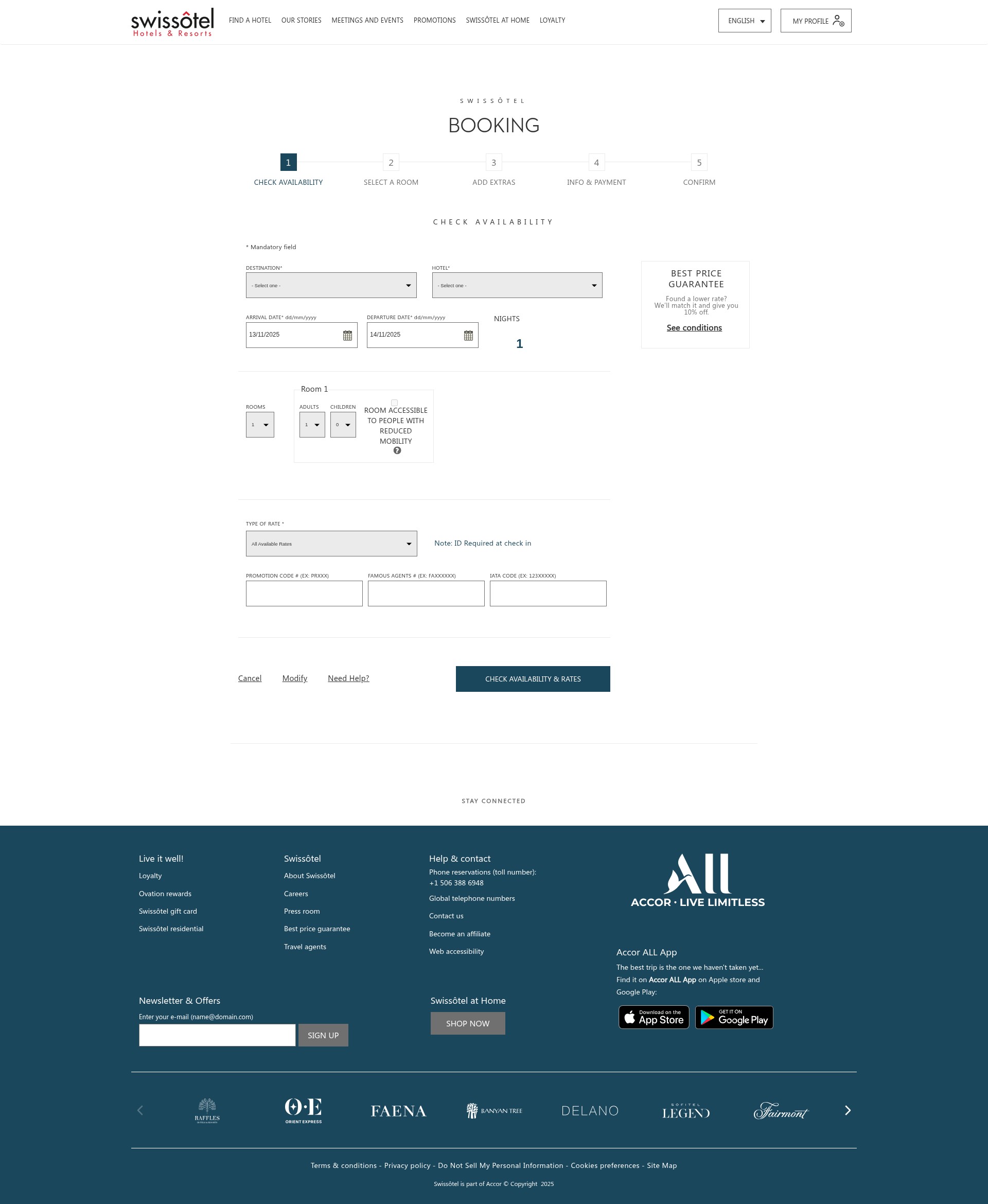 Screenshot of swissotel.com