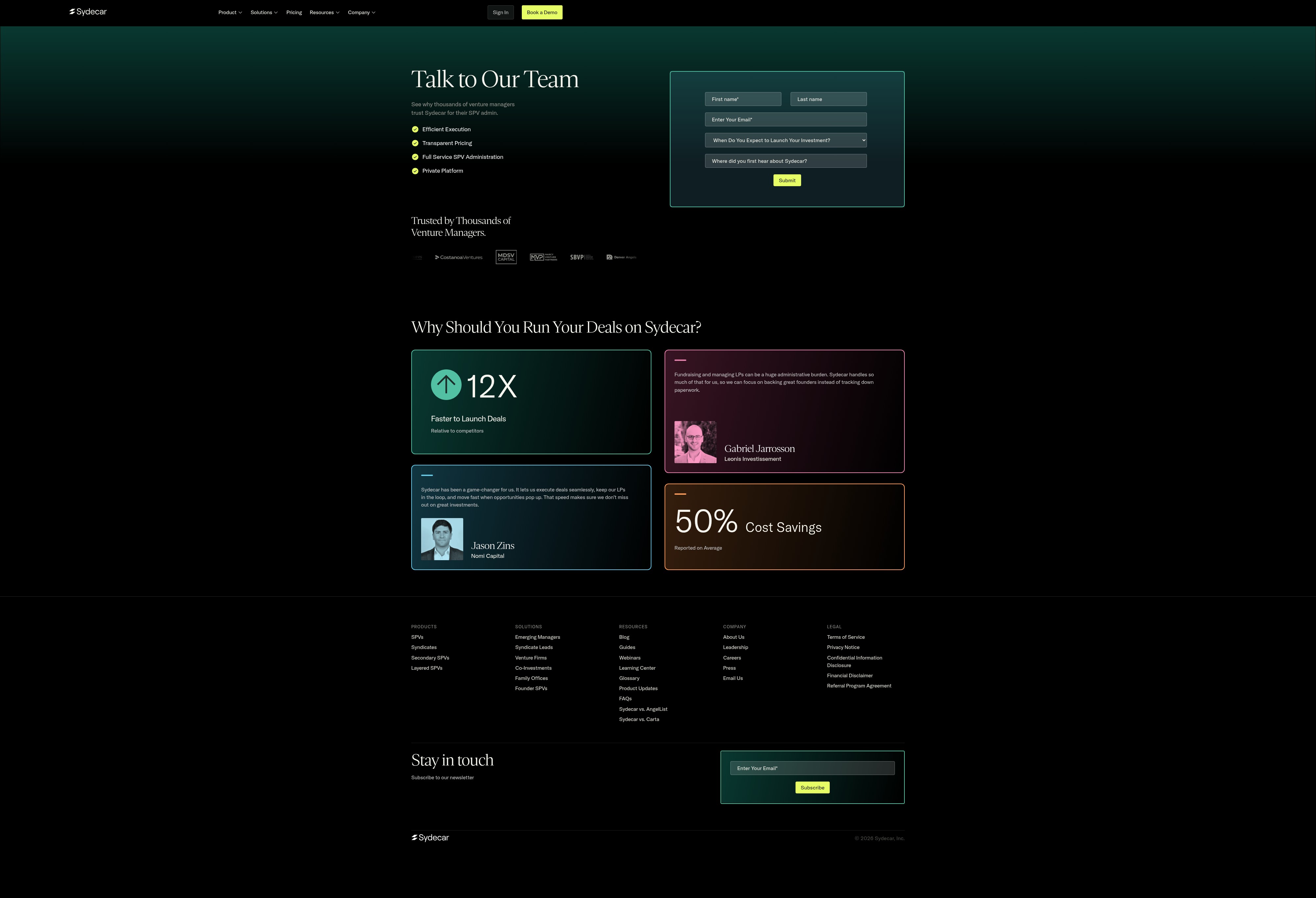 Screenshot of sydecar.io