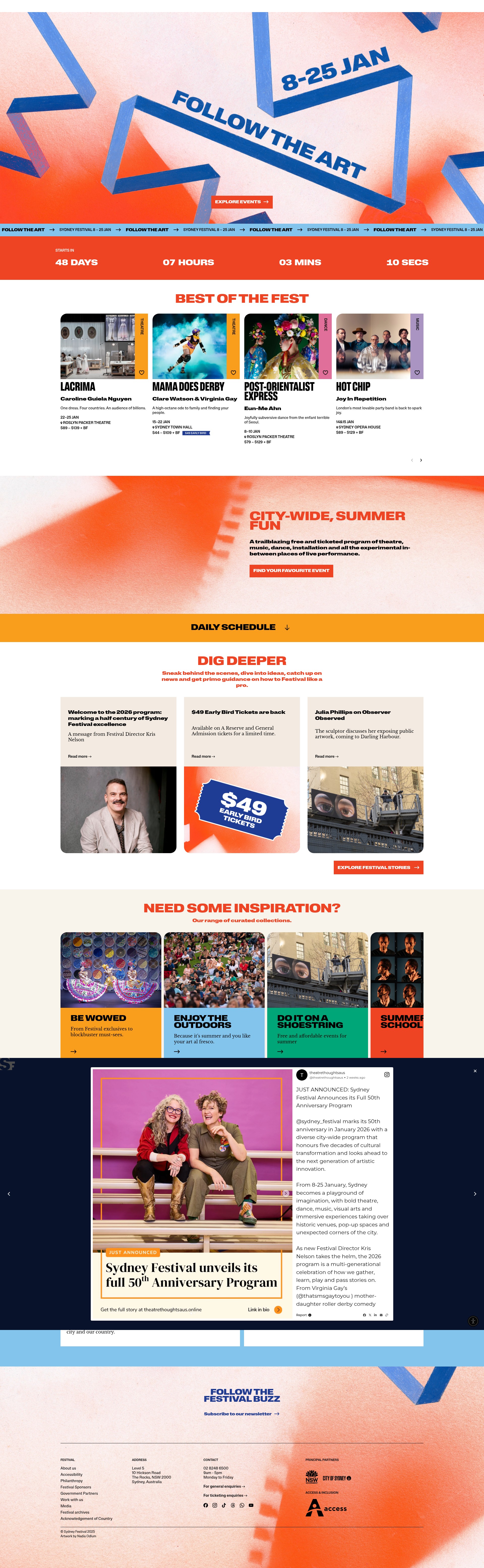 Screenshot of sydneyfestival.org.au