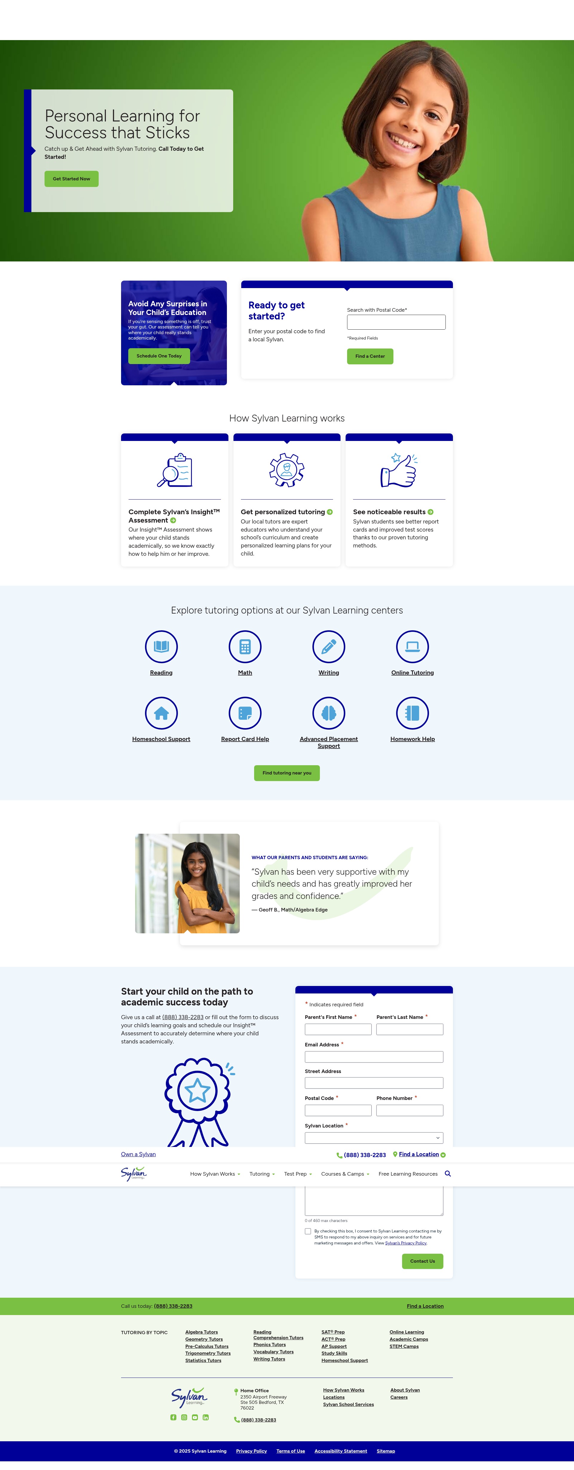 Screenshot of sylvanlearning.com