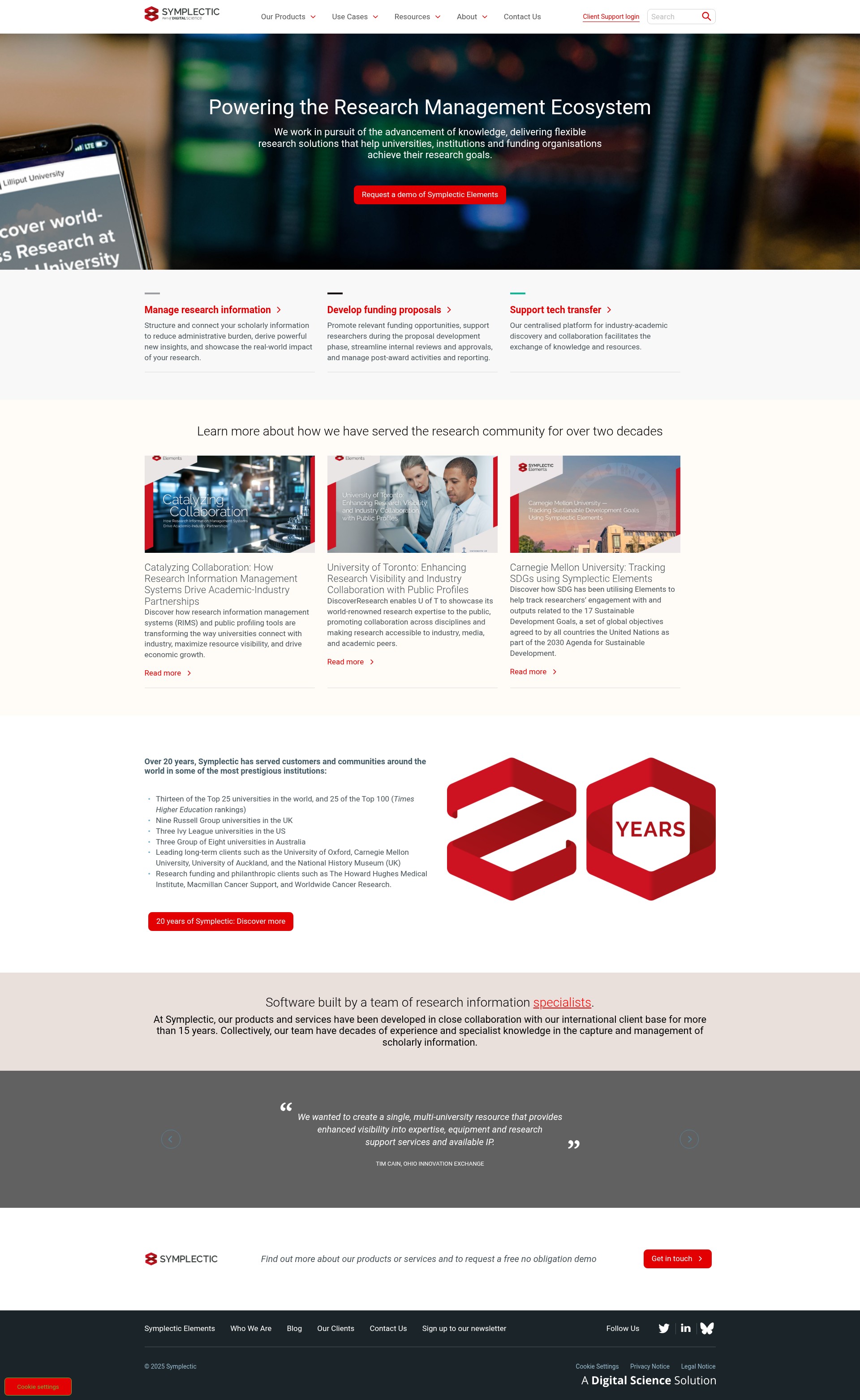 Screenshot of symplectic.co.uk