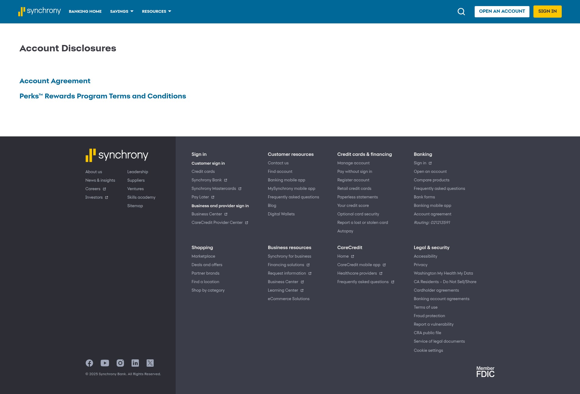 Screenshot of synchronybank.com