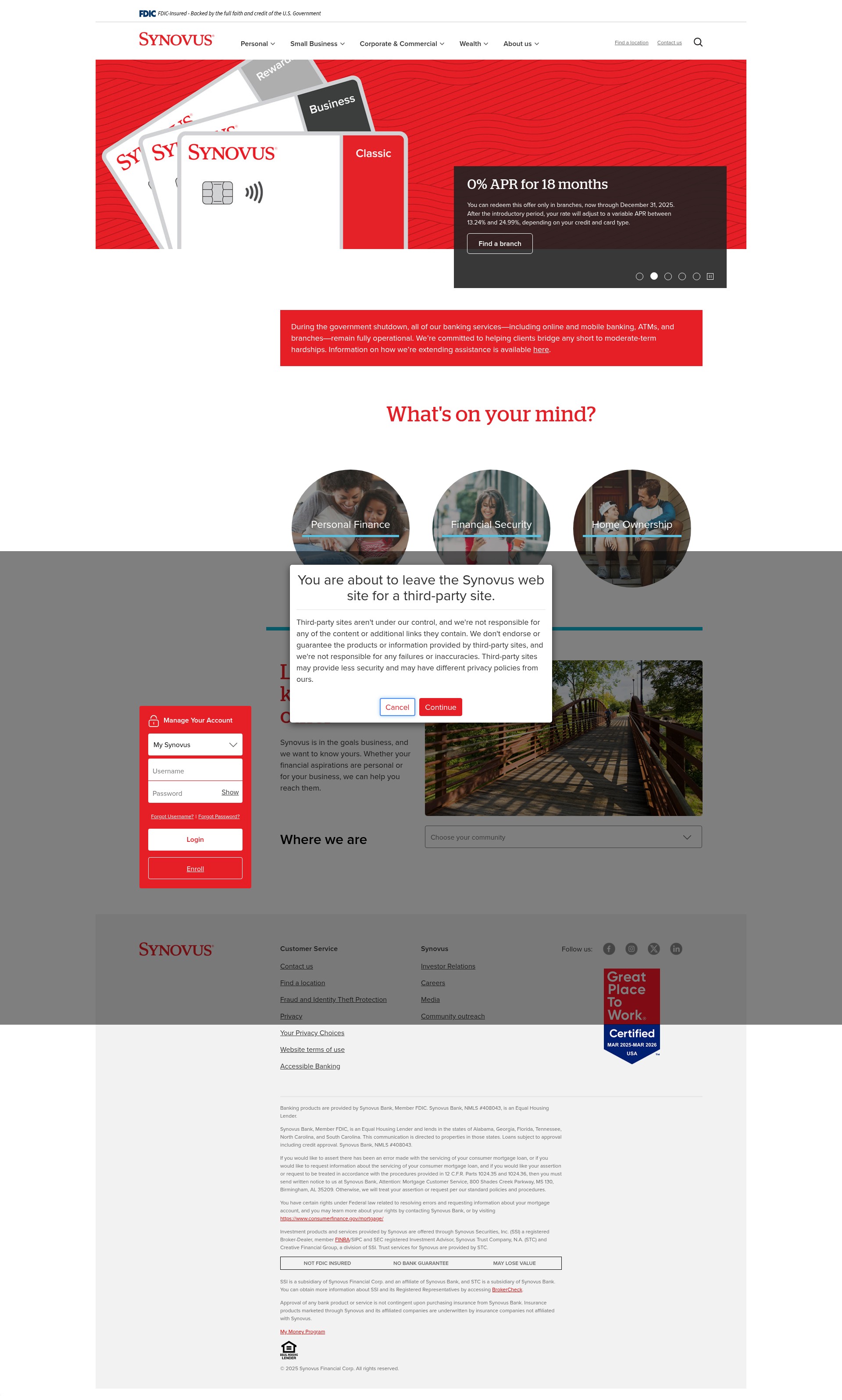 Screenshot of synovus.com
