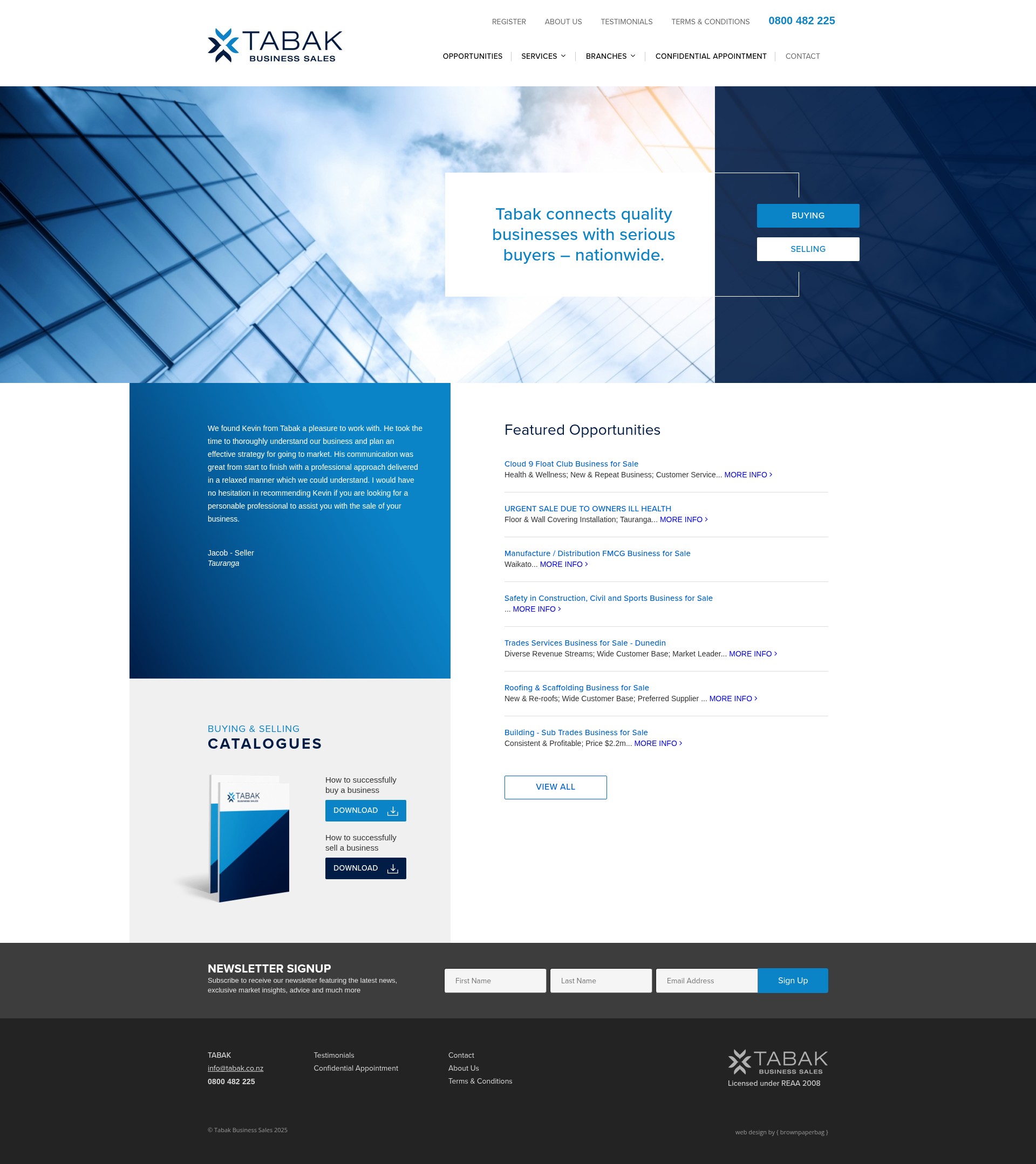Screenshot of tabak.co.nz