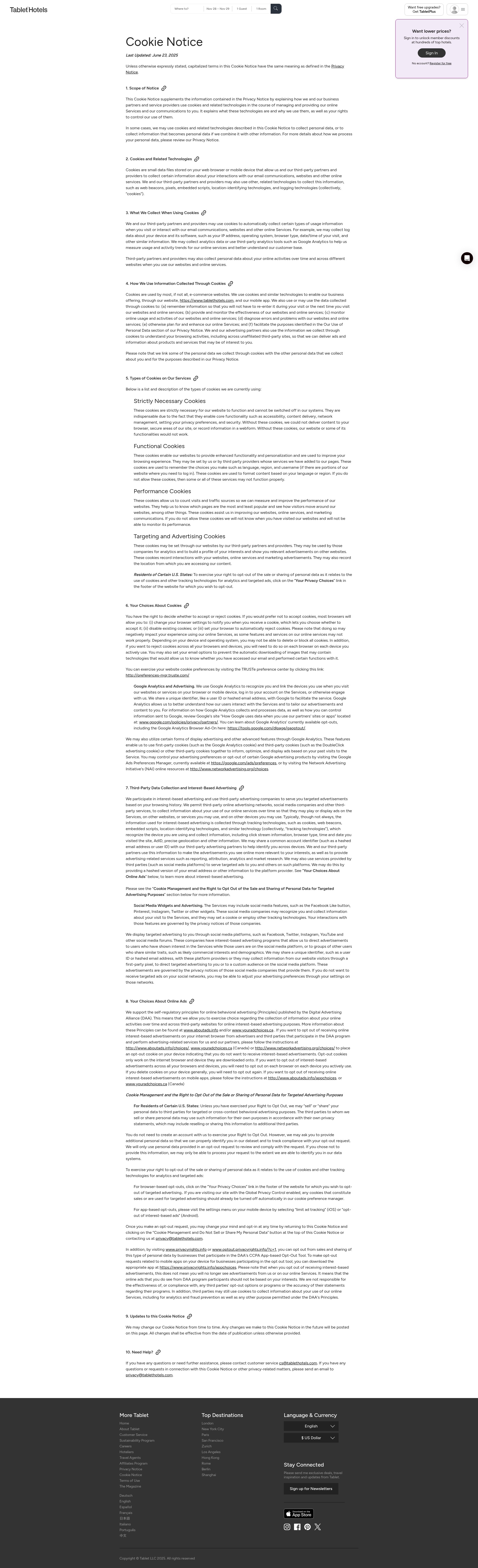 Screenshot of tablethotels.com