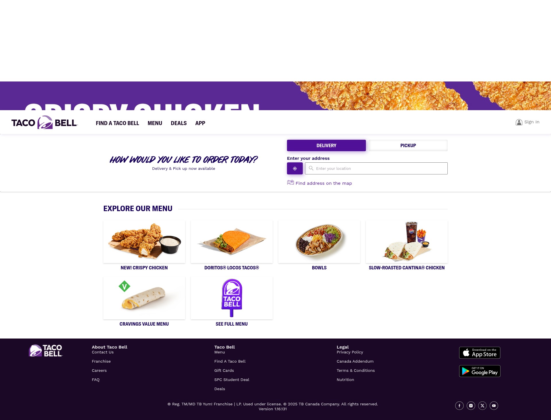 Screenshot of tacobell.ca