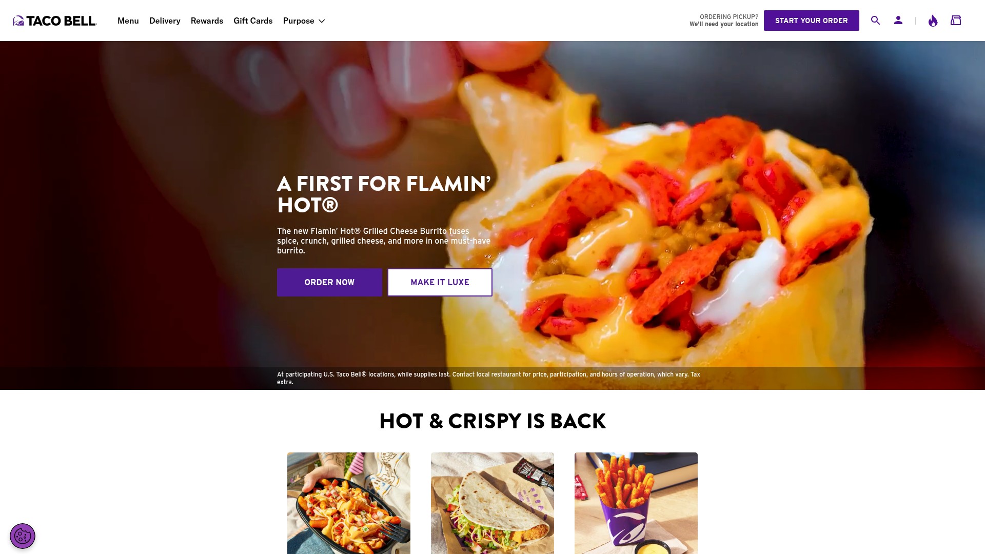 Screenshot of tacobell.com