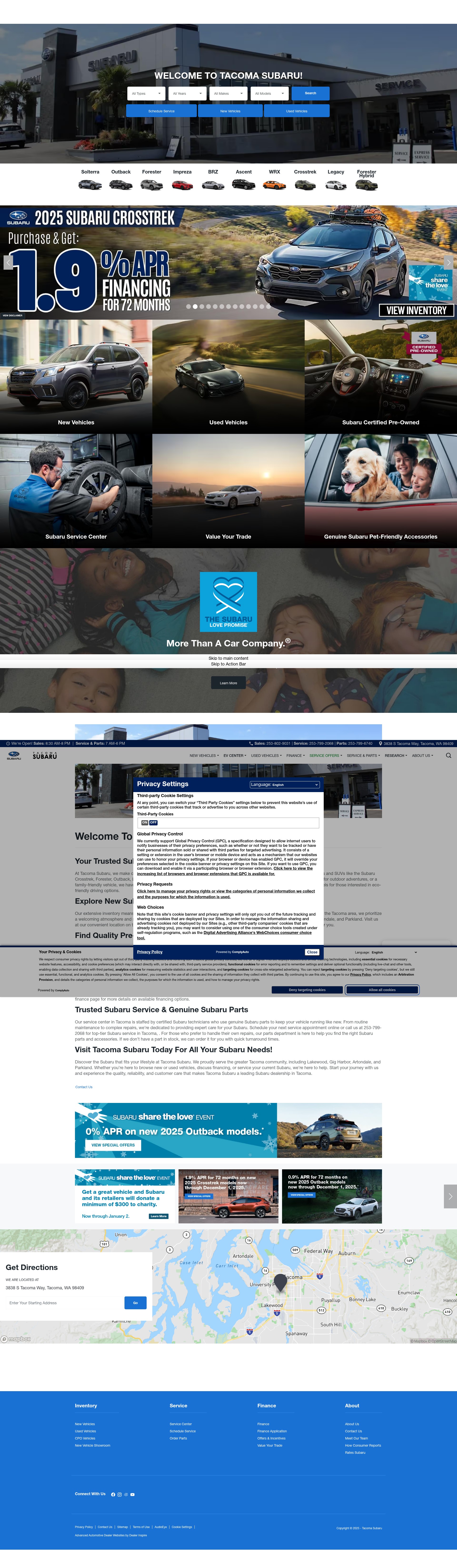 Screenshot of tacomasubaru.com