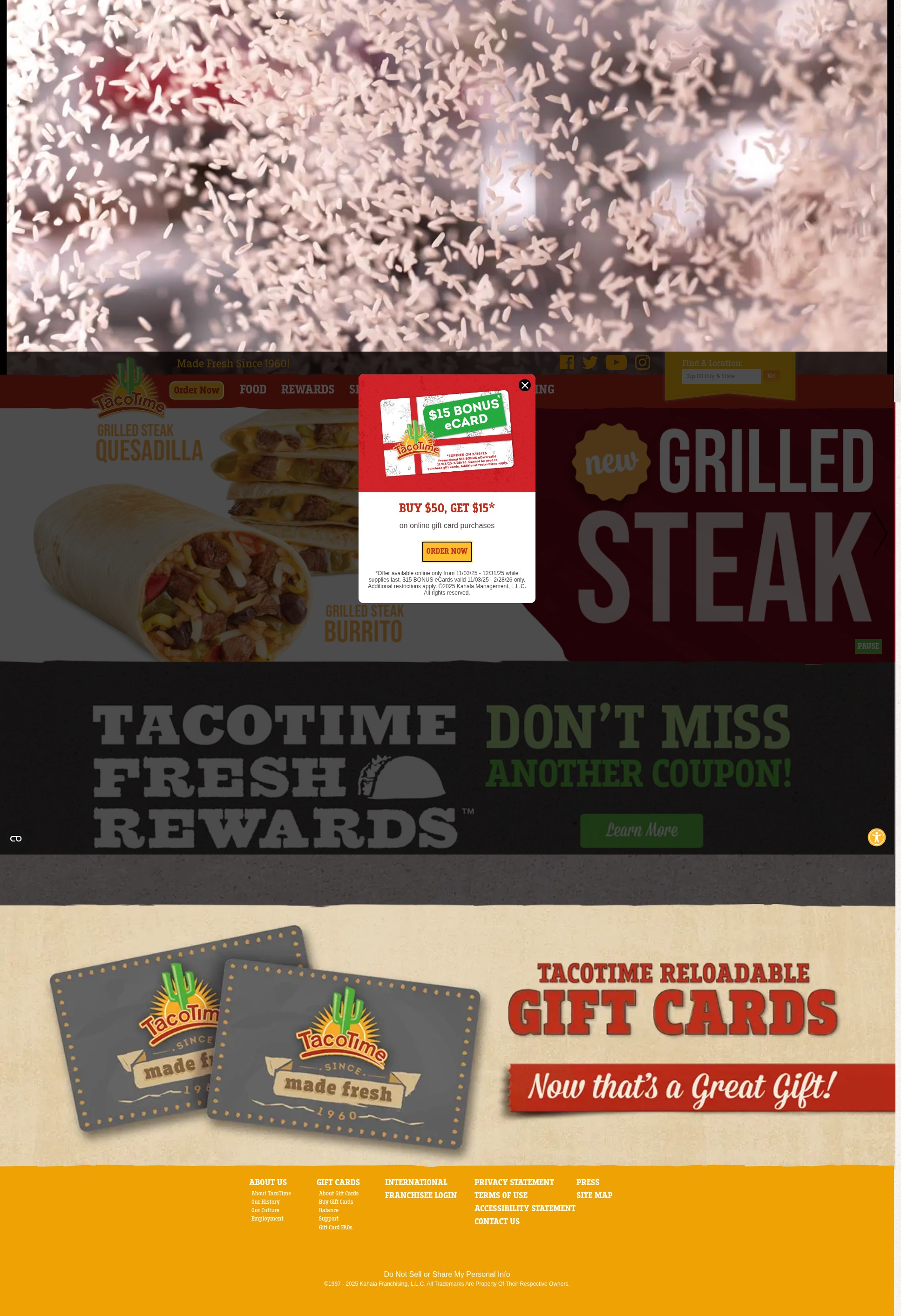 Screenshot of tacotime.com