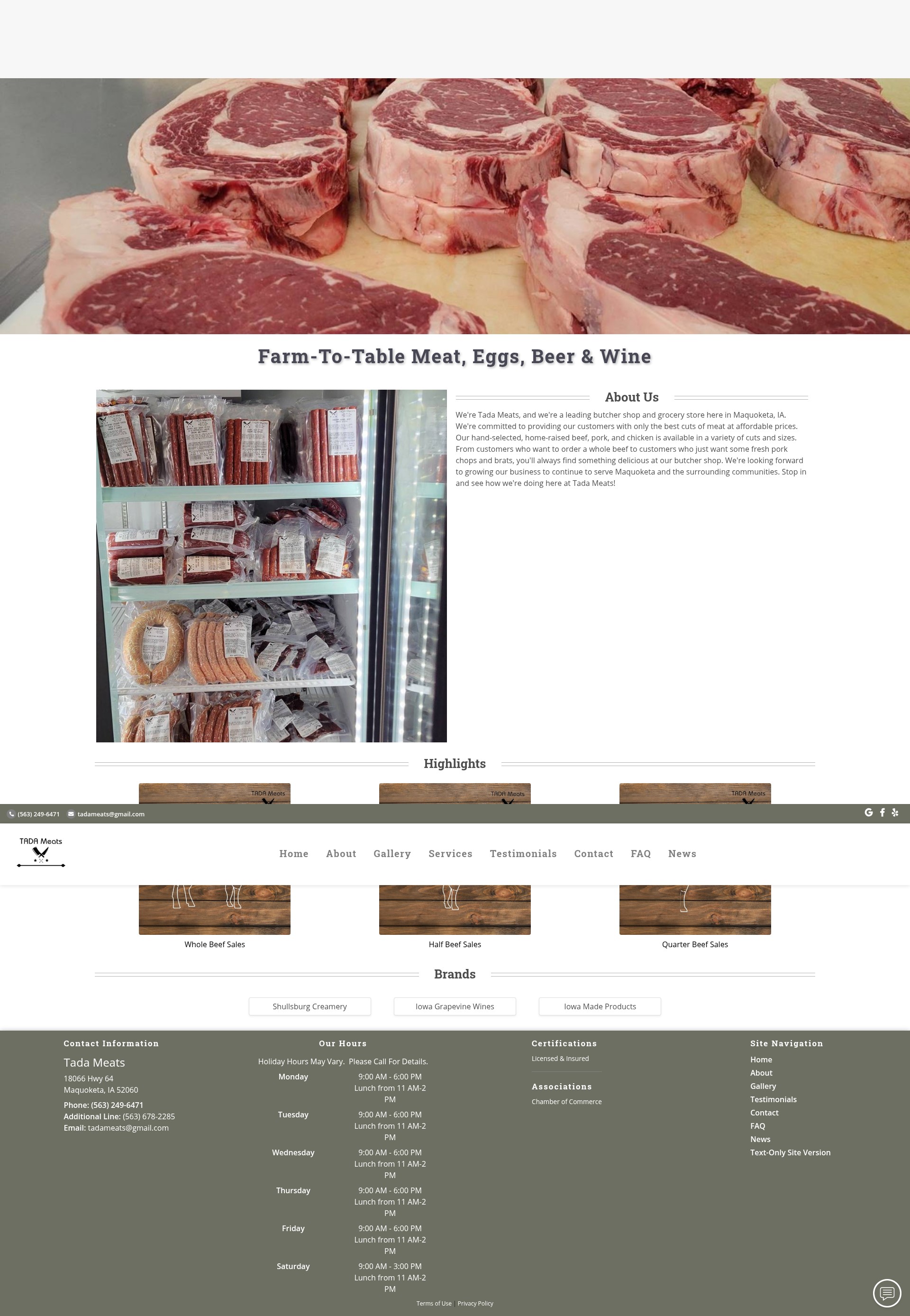 Screenshot of tadameats.com