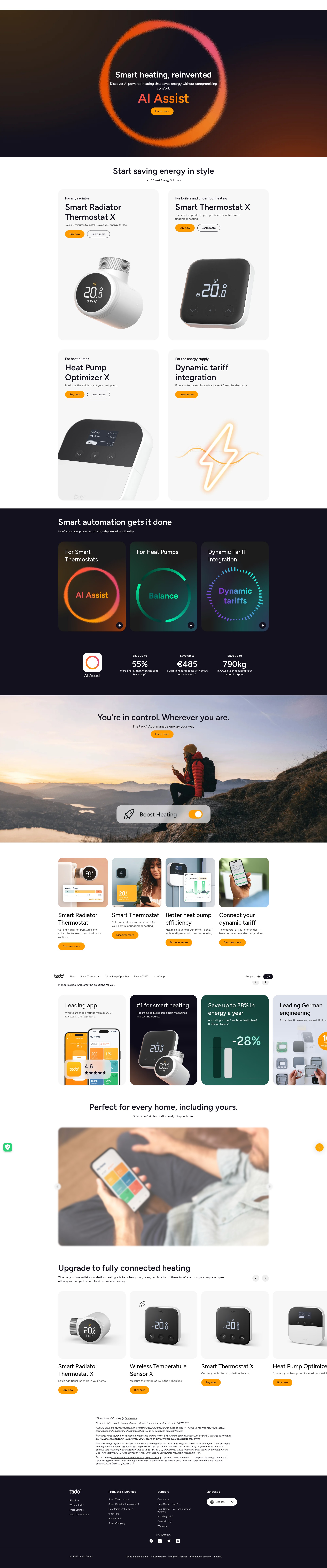 Screenshot of tado.com