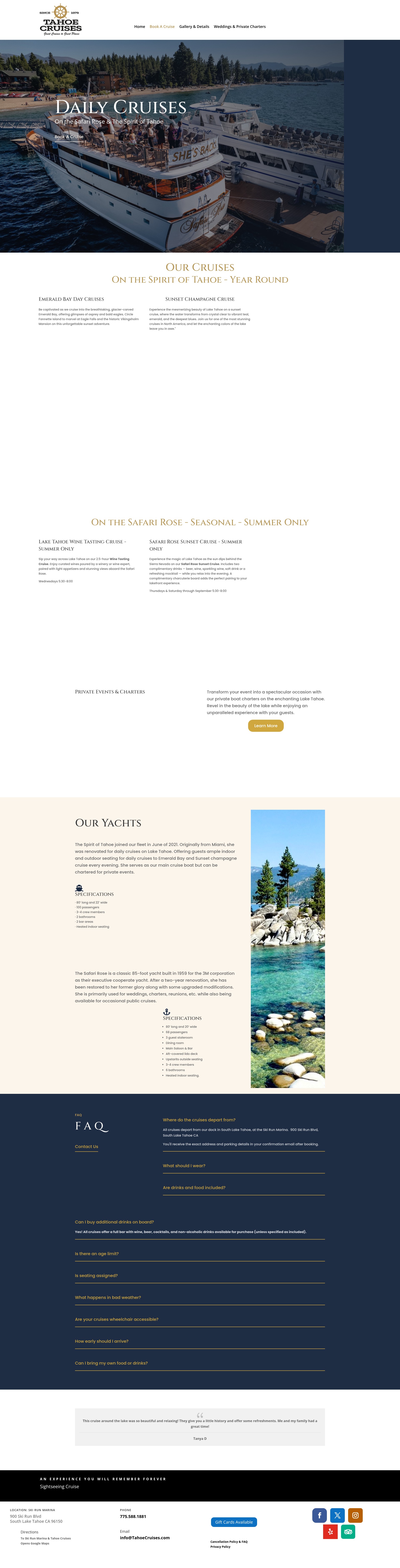 Screenshot of tahoecruises.com