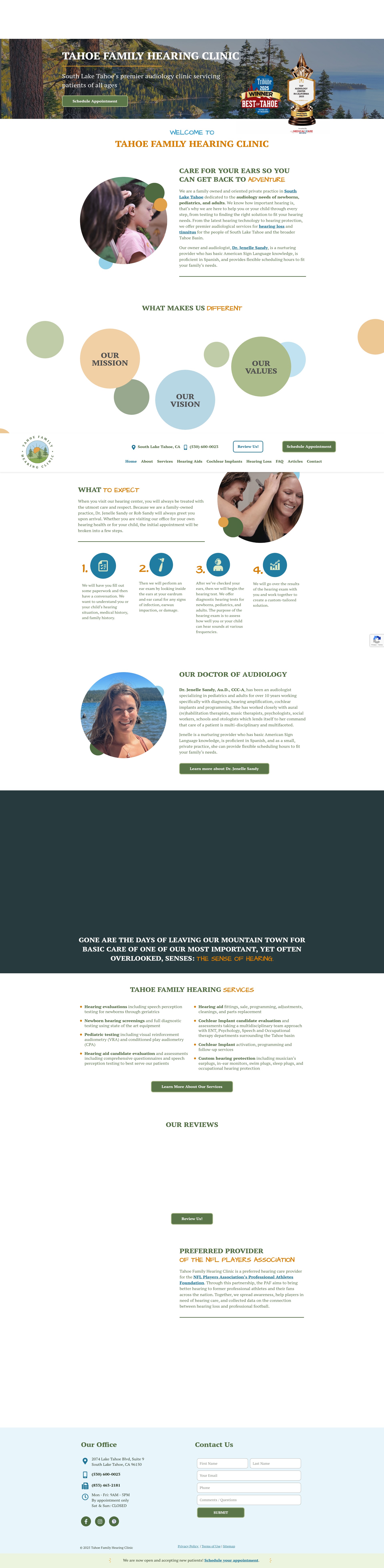 Screenshot of tahoefamilyhearing.com