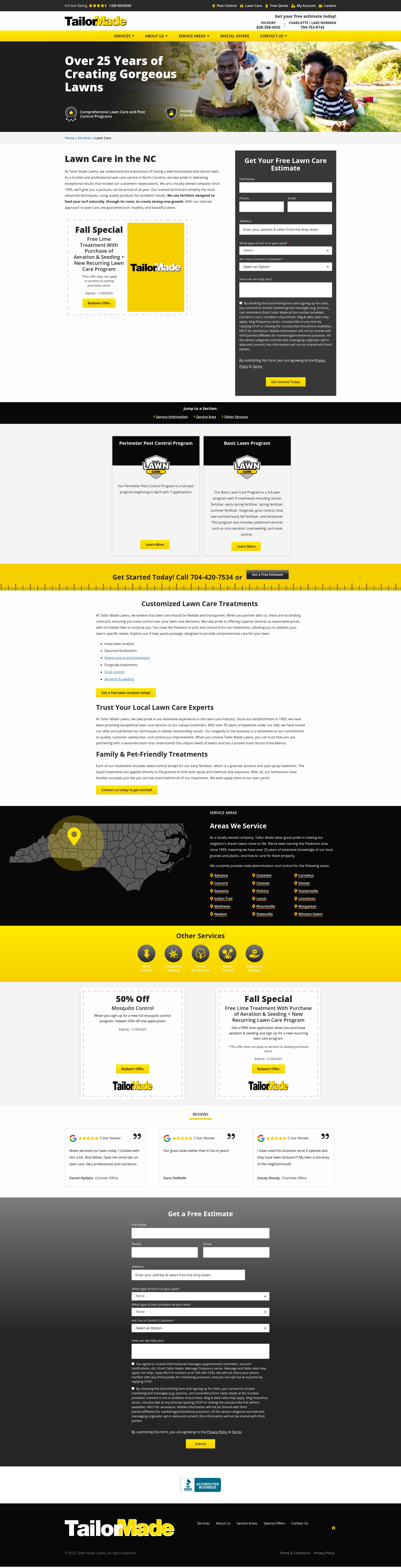 Screenshot of tailormadelawns.com