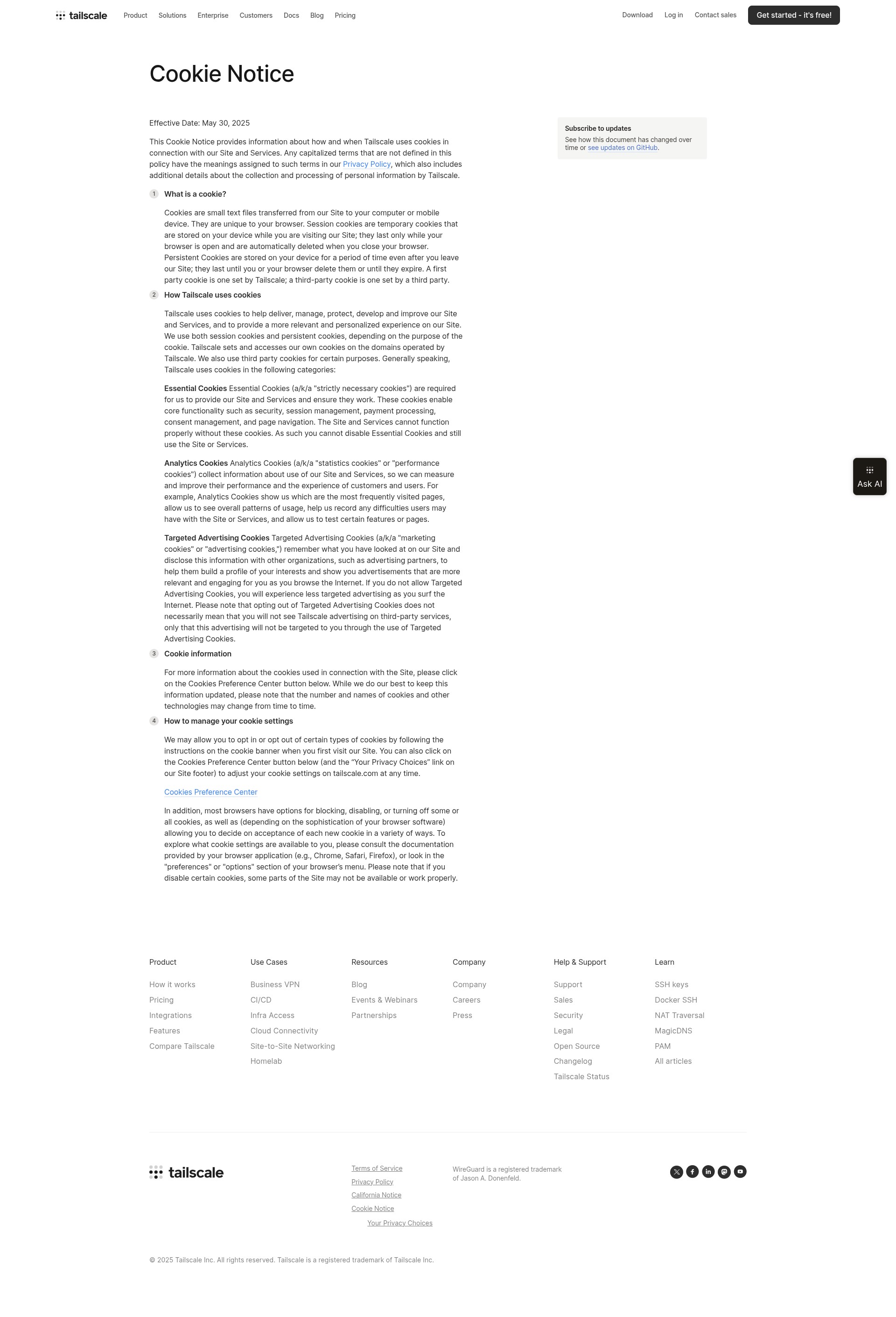 Screenshot of tailscale.com