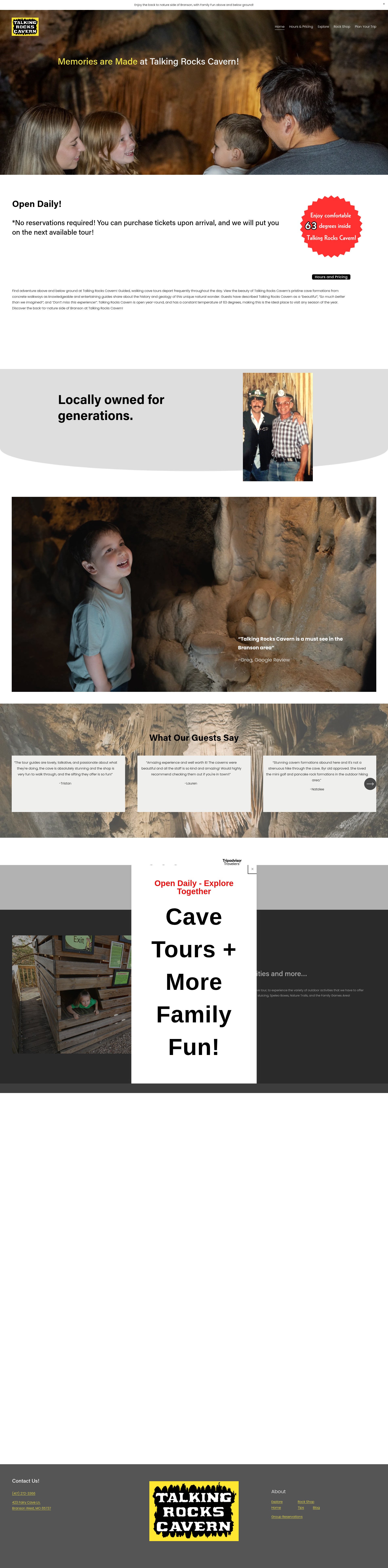 Screenshot of talkingrockscavern.com
