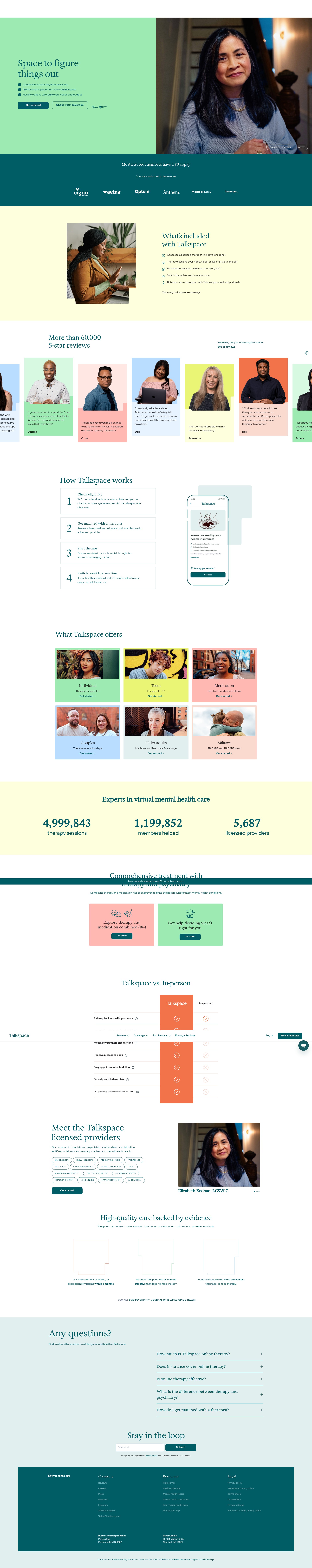 Screenshot of talkspace.com